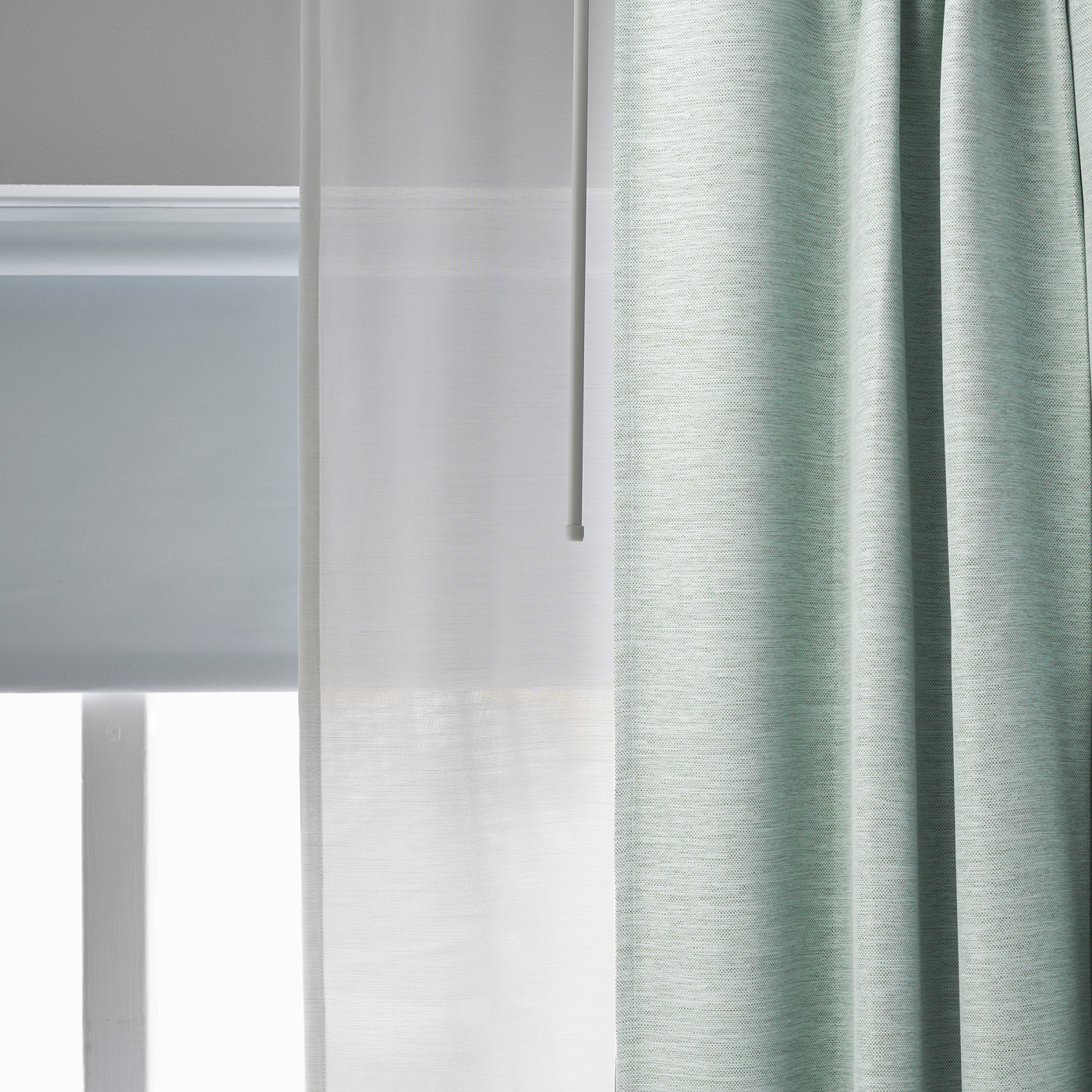 KALAMONDIN room darkening curtains, 1 pair light green - IKEA