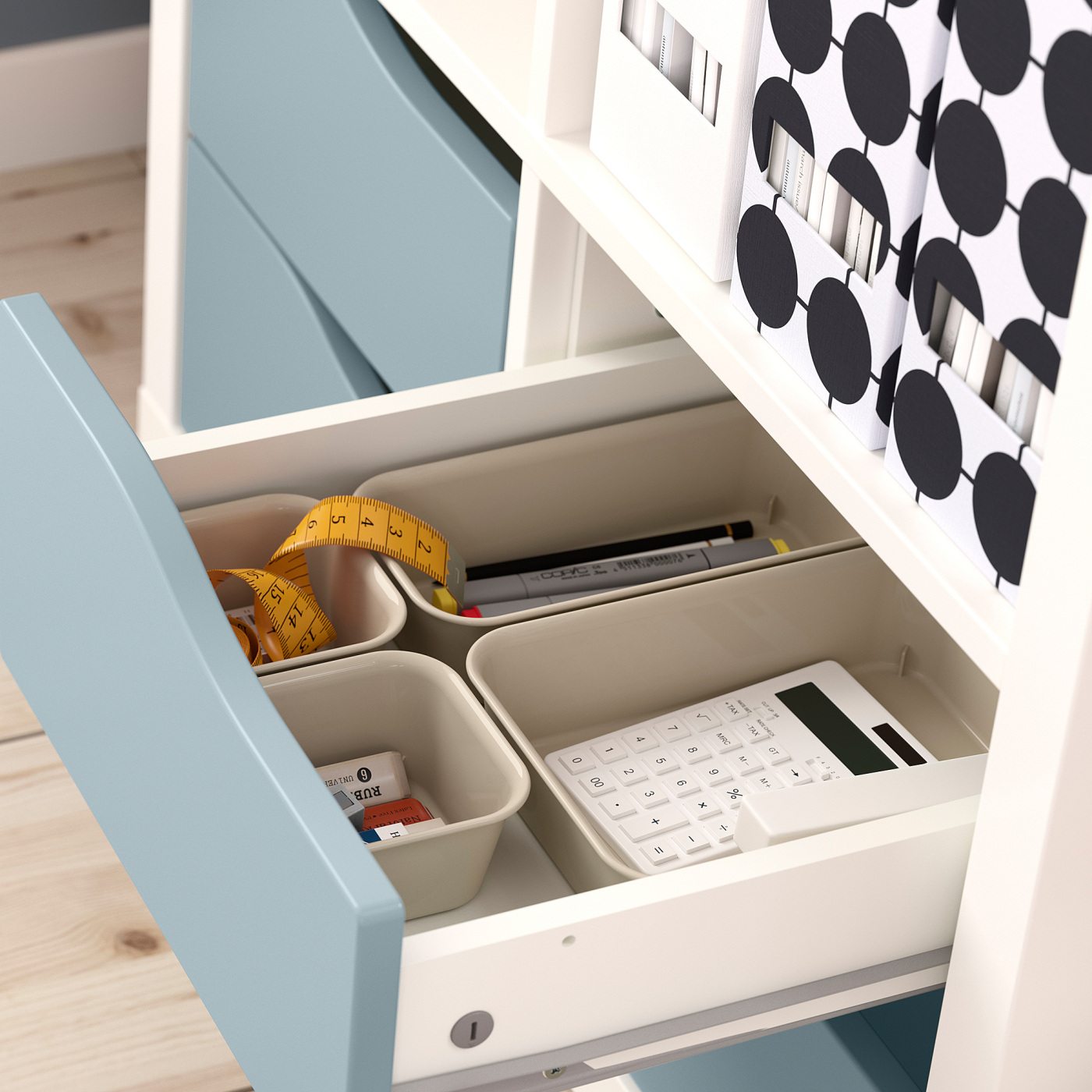 KALLAX insert with 2 drawers wave shaped/light grey-blue - IKEA