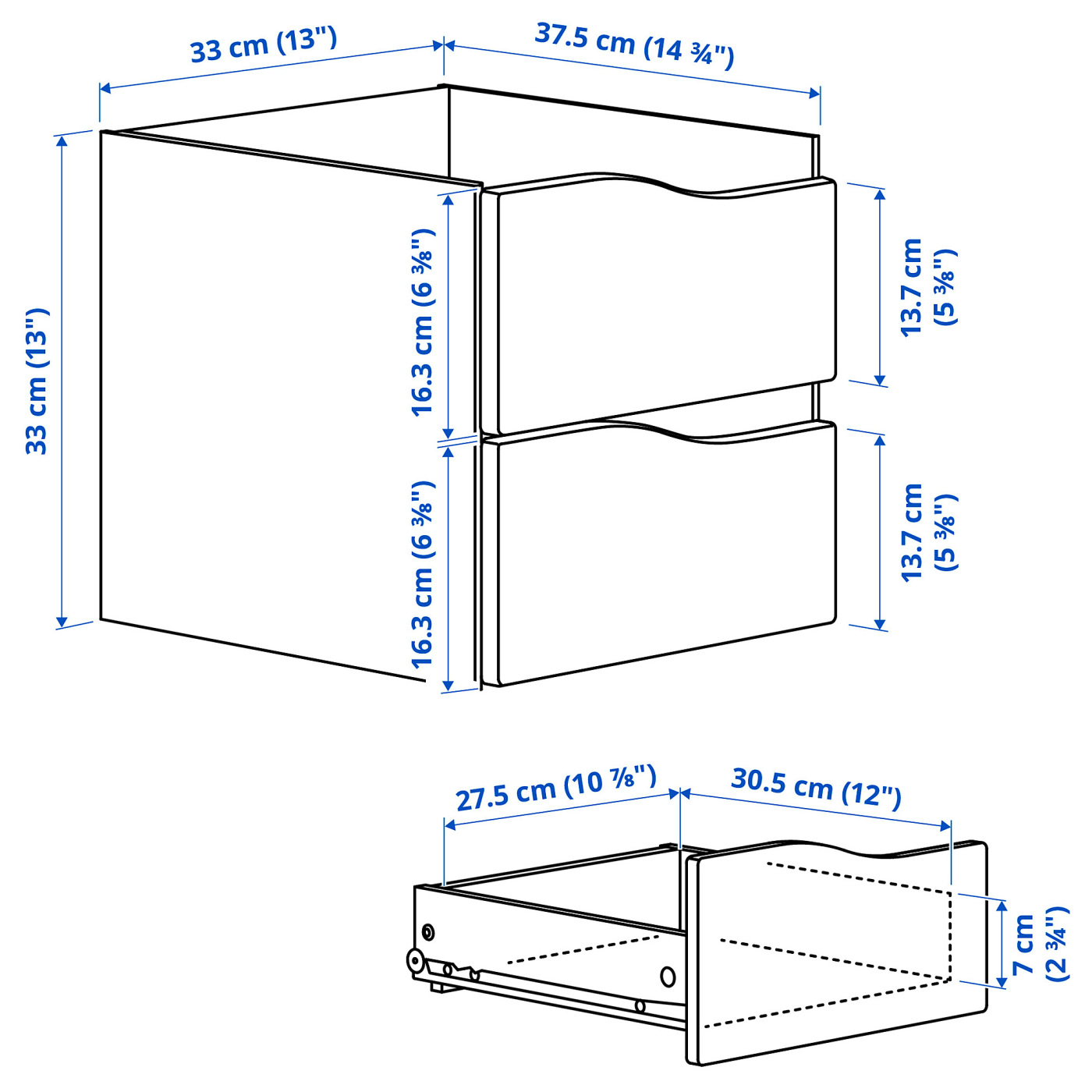 KALLAX insert with 2 drawers wave shaped/light grey-blue - IKEA