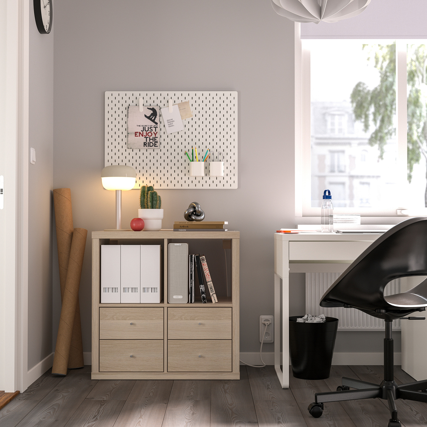 KALLAX insert with 2 drawers white stained oak effect - IKEA