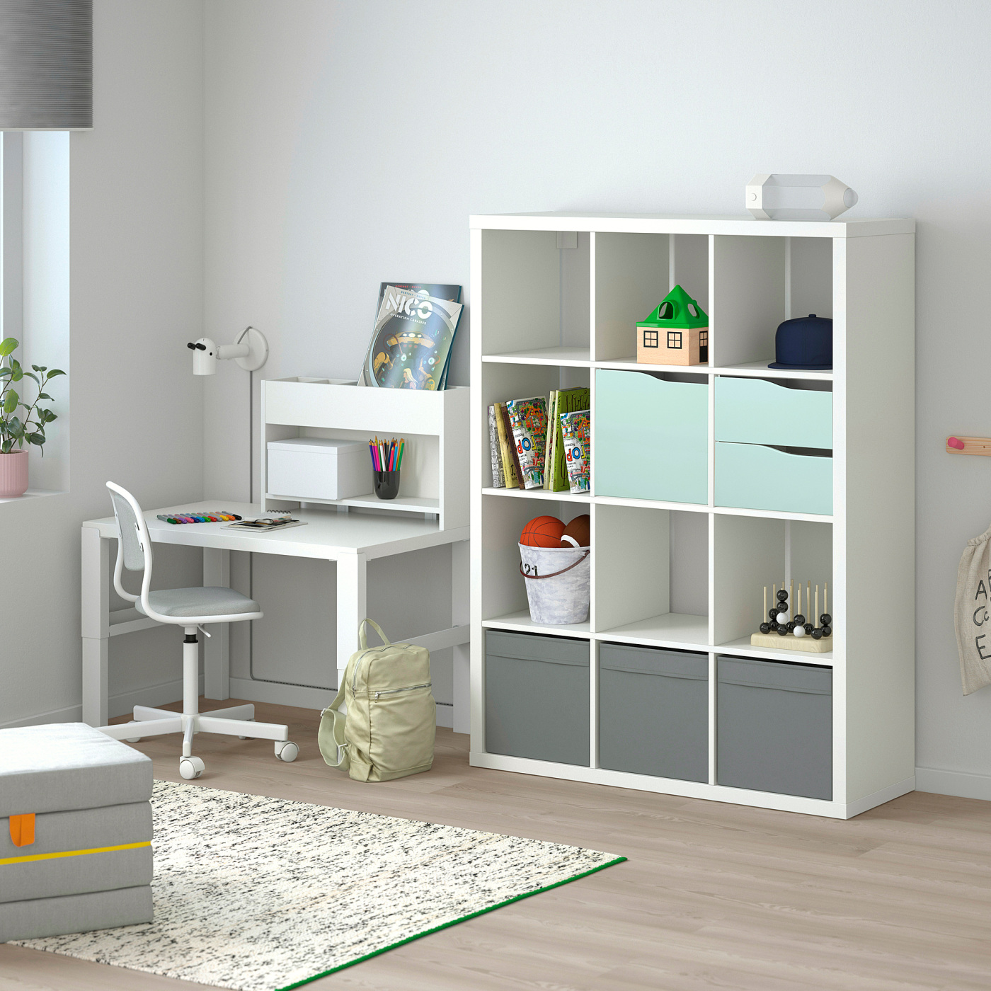 KALLAX insert with door wave shaped/pale turquoise - IKEA