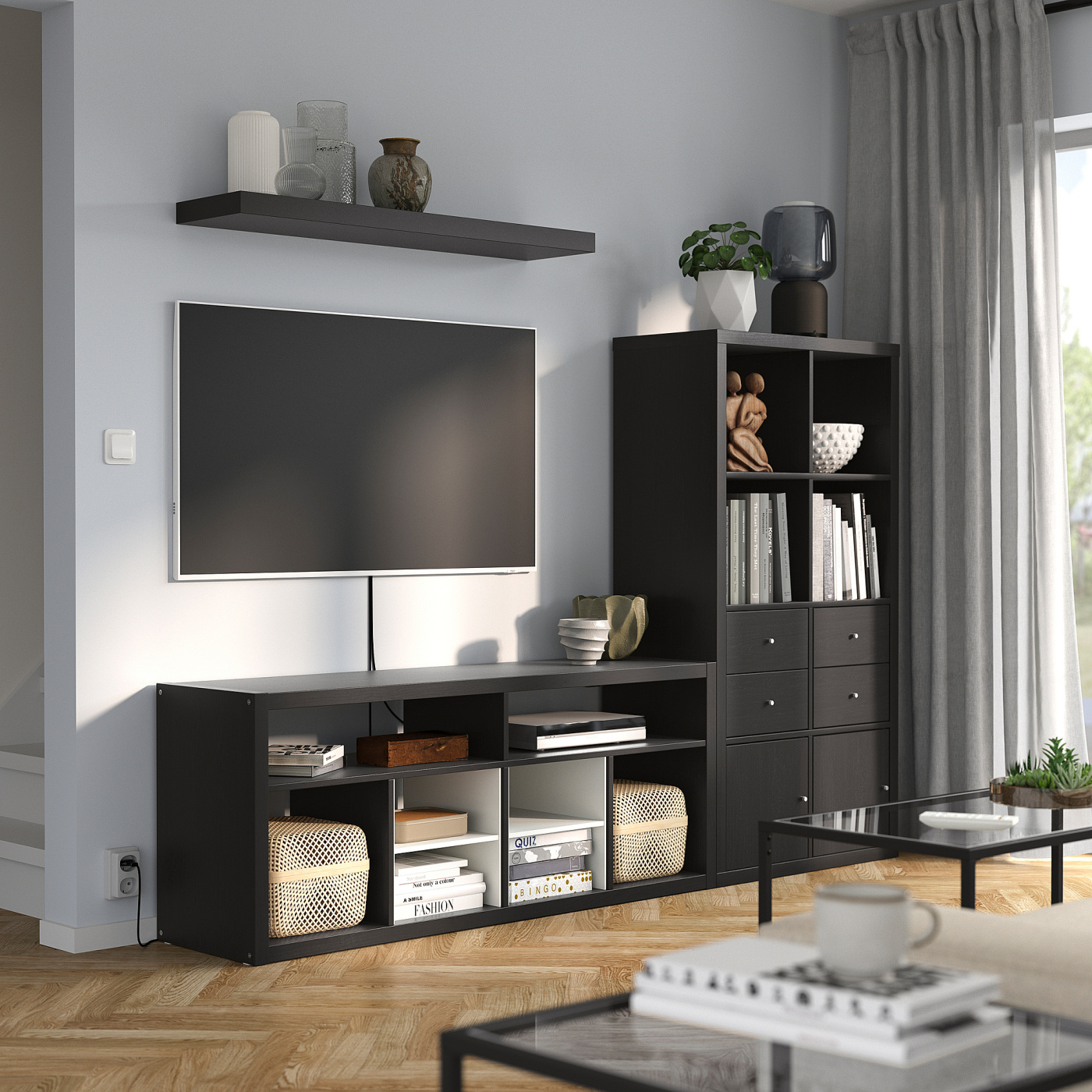 KALLAX / LACK TV storage combination black-brown - IKEA