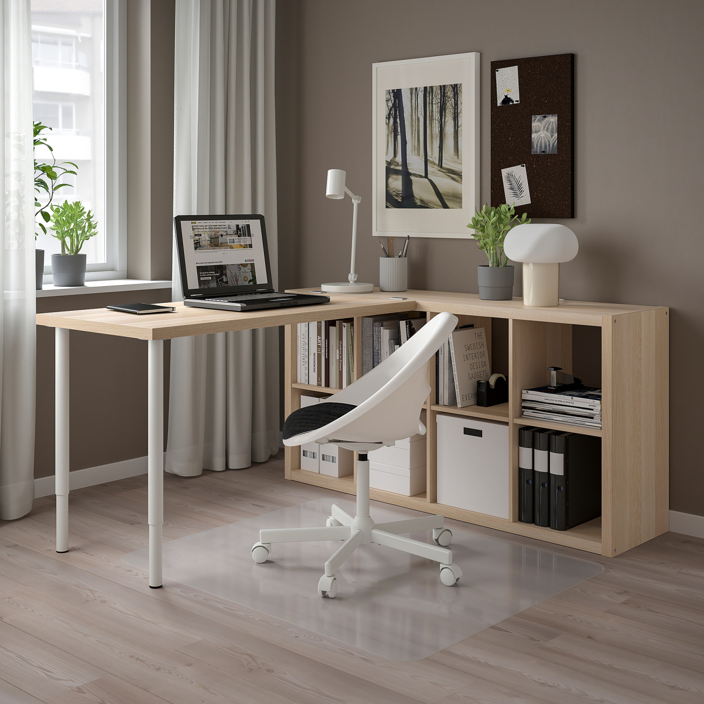 KALLAX / LAGKAPTEN desk combination white/white stained oak effect