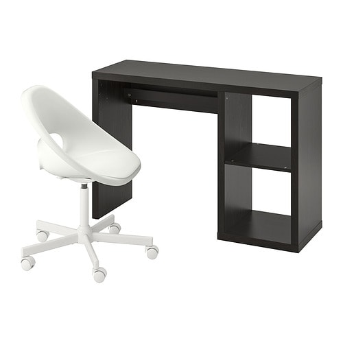 KALLAX / ELDBERGET desk and chair black-brown/dark grey black - IKEA