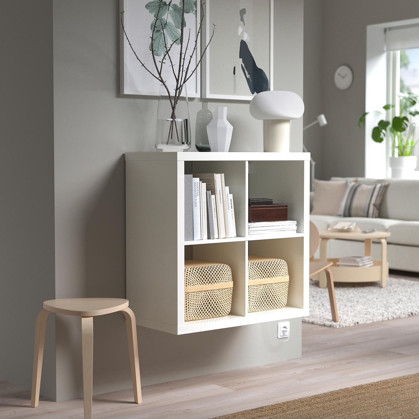 IKEA KALLAX ホワイト シェルフ 77x94 cm KALLAX shelving unit high-gloss white - IKEA