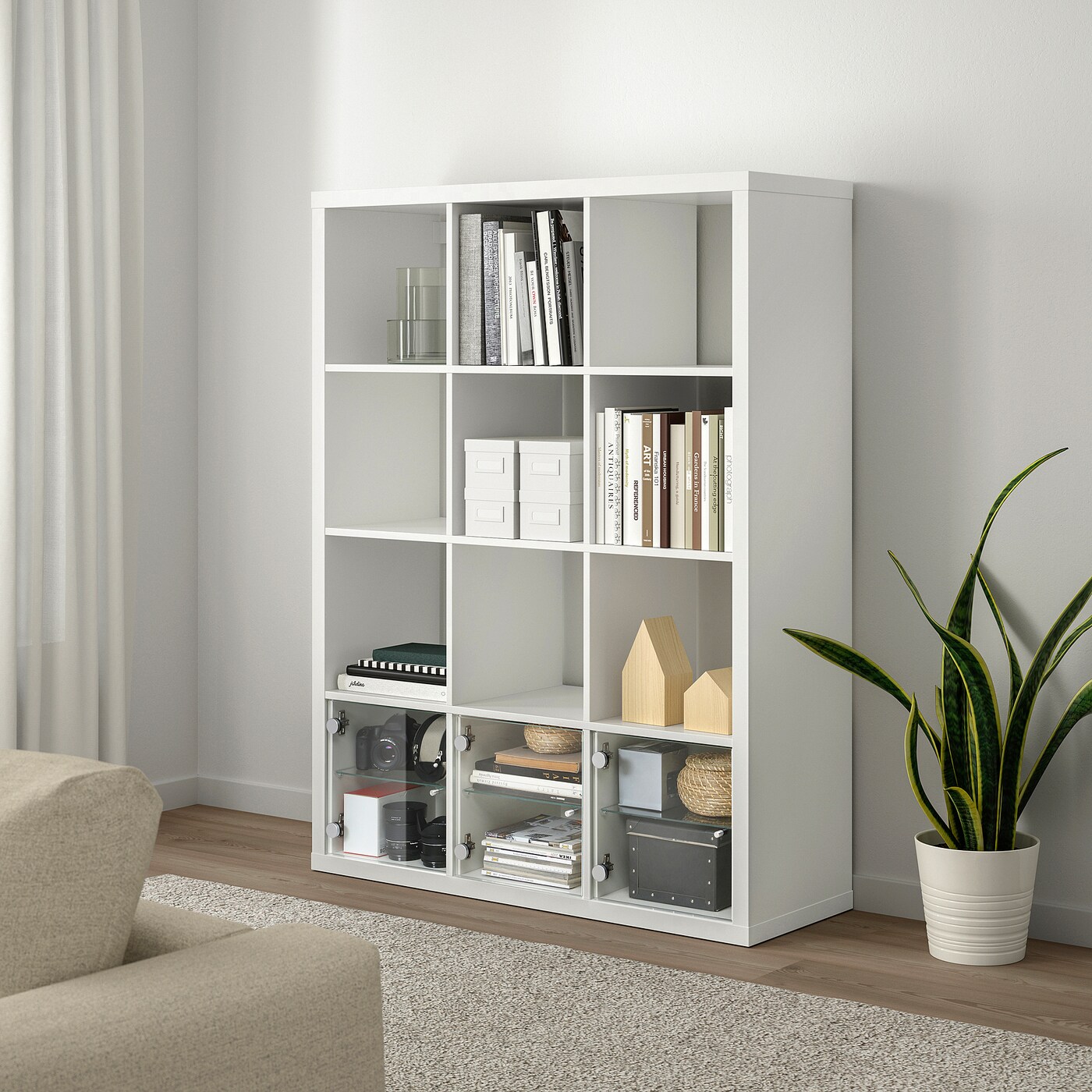 KALLAX shelf unit with doors, white, 301/8x301/8