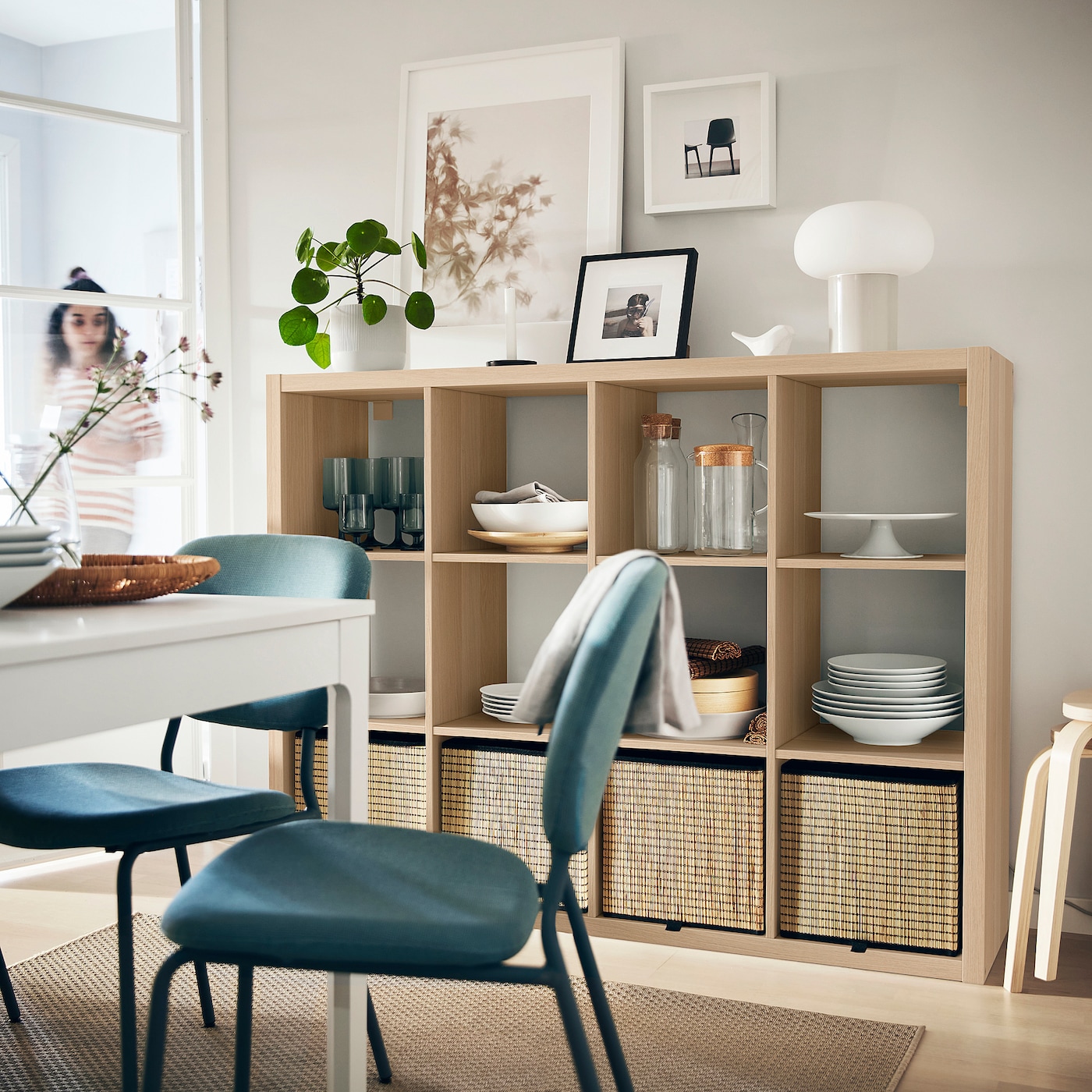 楽天 送料無料にならない stained white unit shelving KALLAX oak IKEA - effect 木製ラック・ウッドラック