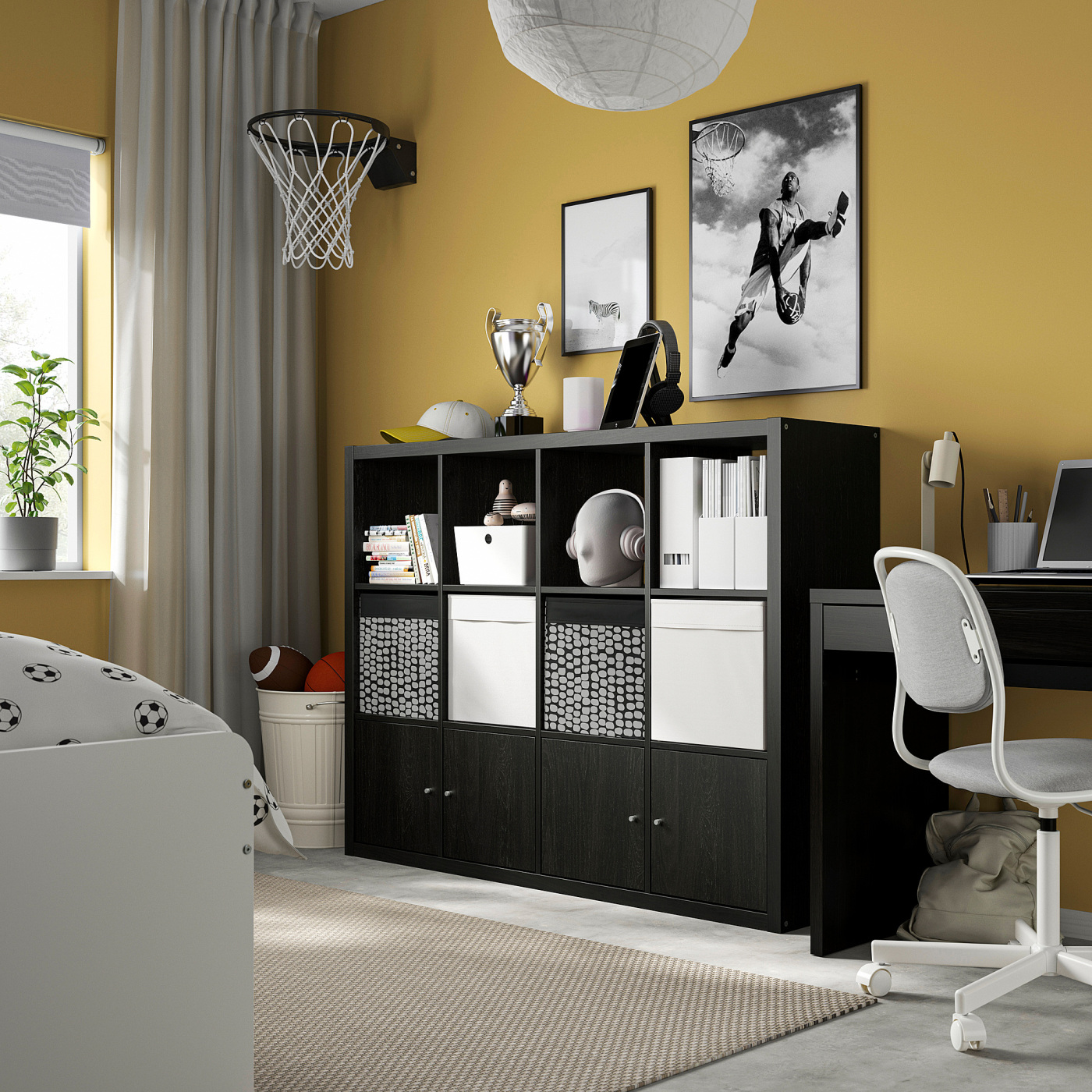 KALLAX shelving unit with 4 inserts black-brown - IKEA