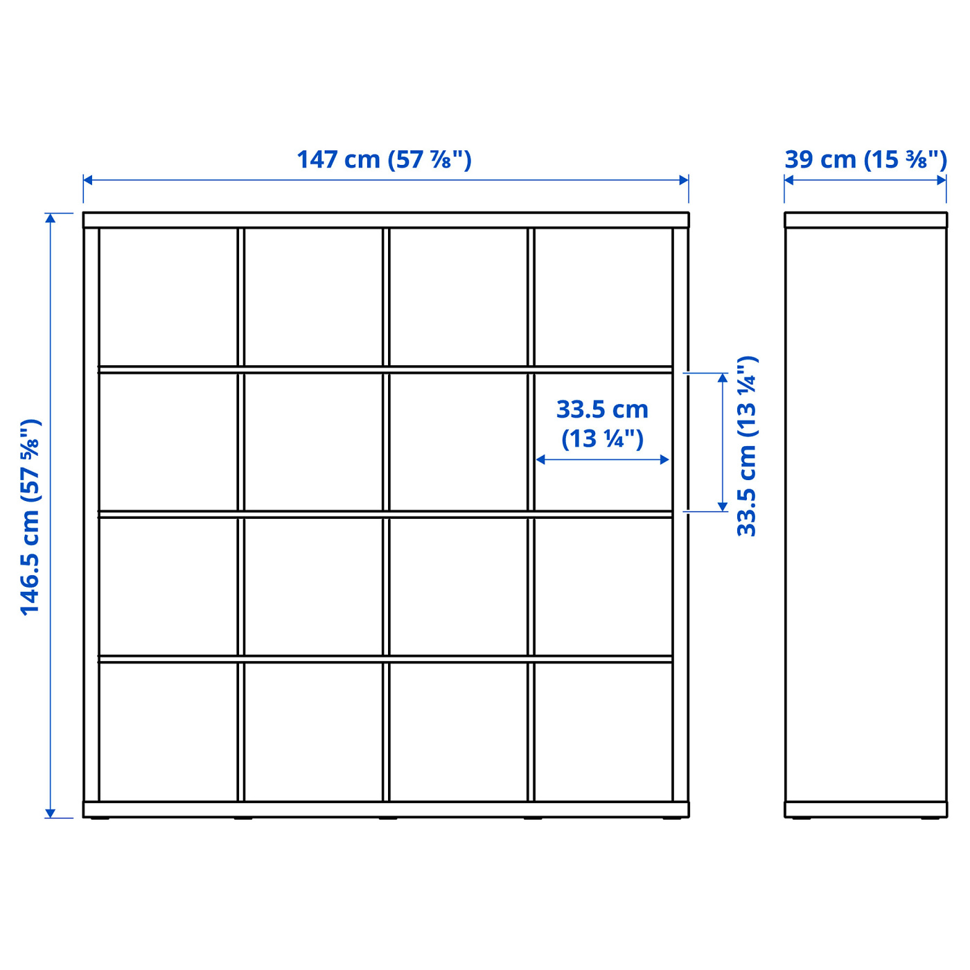 KALLAX shelving unit with 4 inserts white stained oak effect - IKEA