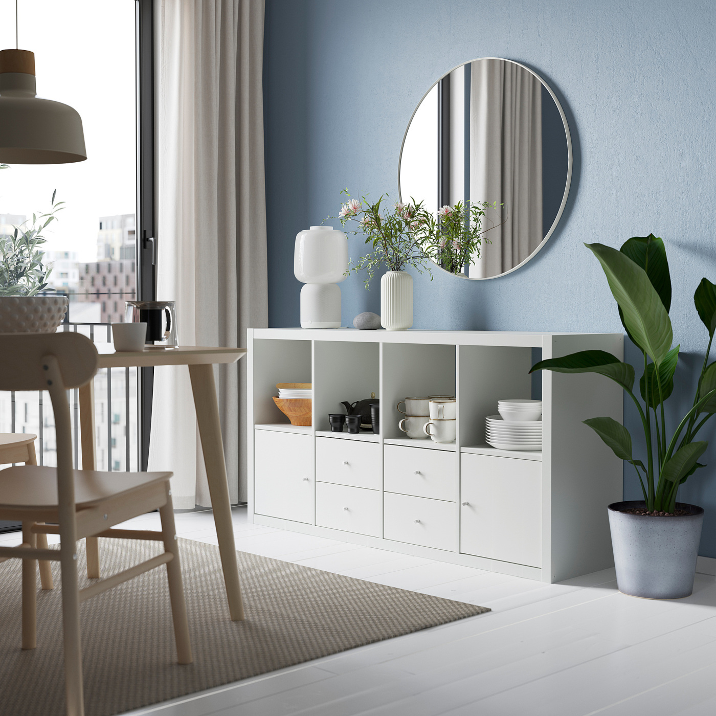 KALLAX shelving unit with 4 inserts white - IKEA