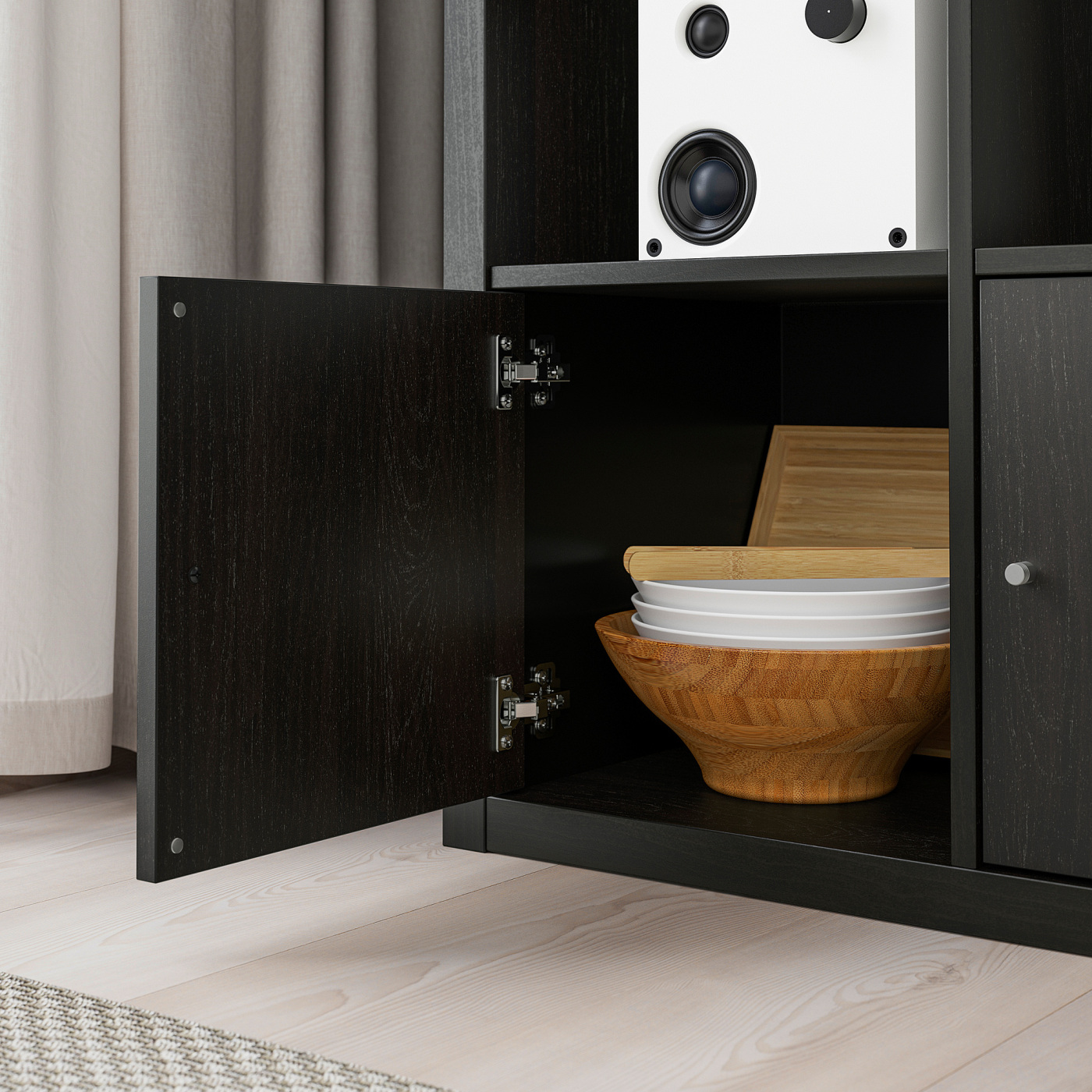 KALLAX shelving unit with 6 inserts black-brown - IKEA