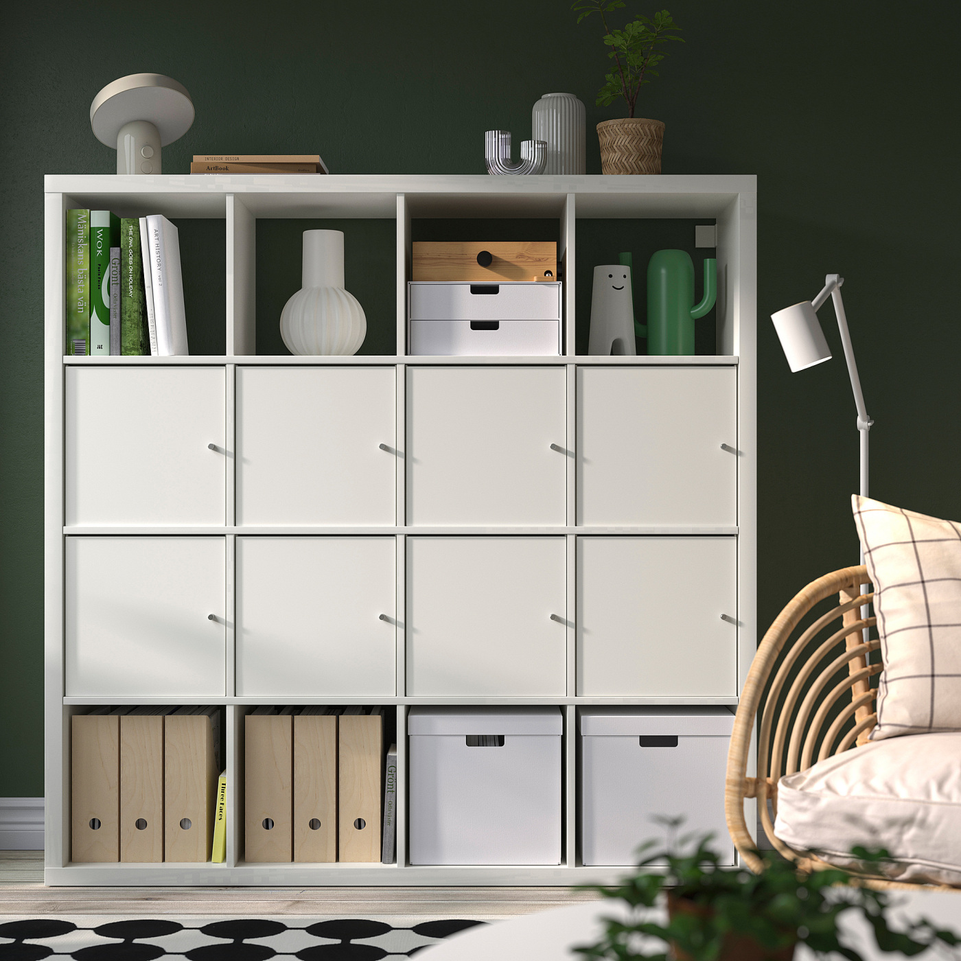 KALLAX shelving unit with 8 doors/white - IKEA