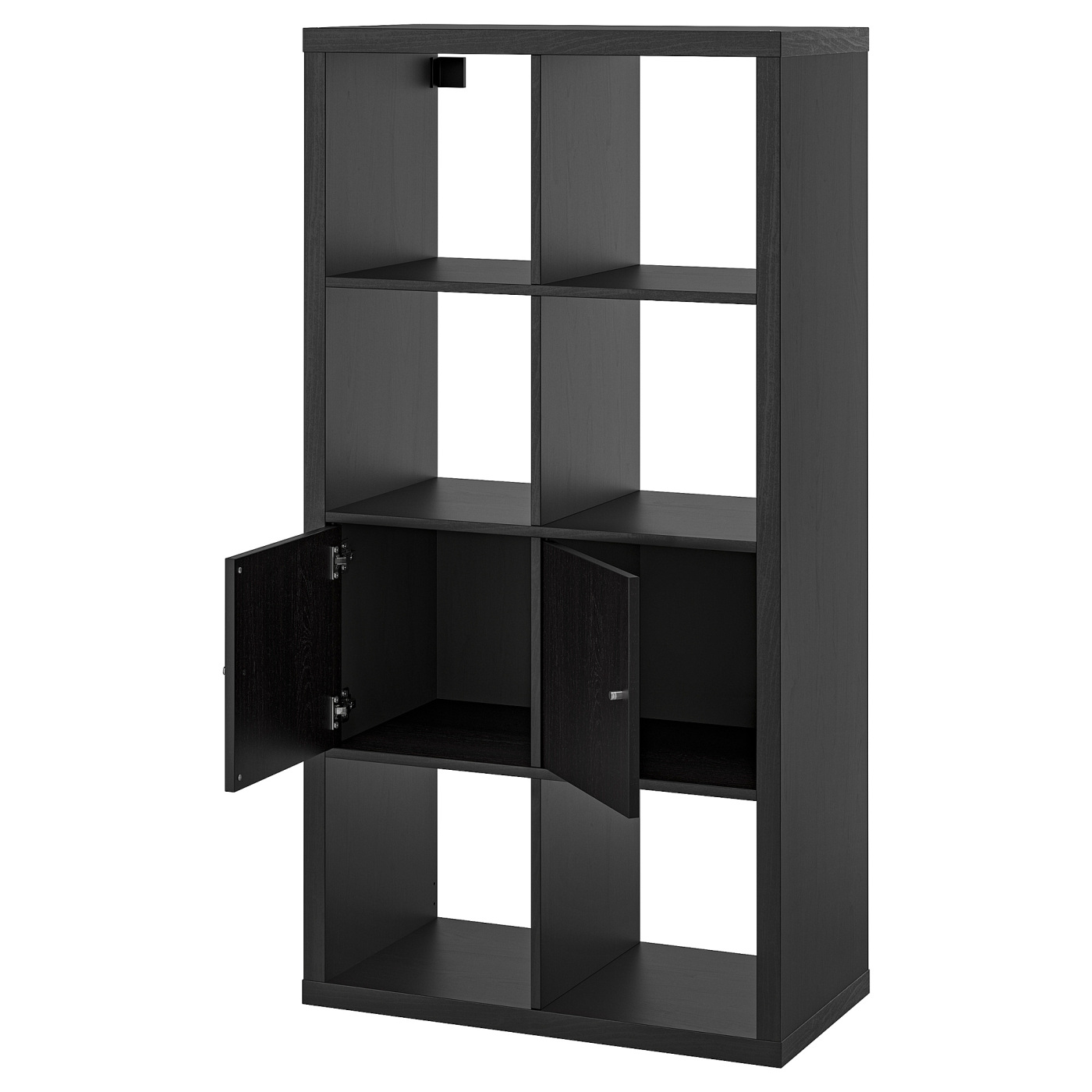 KALLAX shelving unit with doors black-brown - IKEA