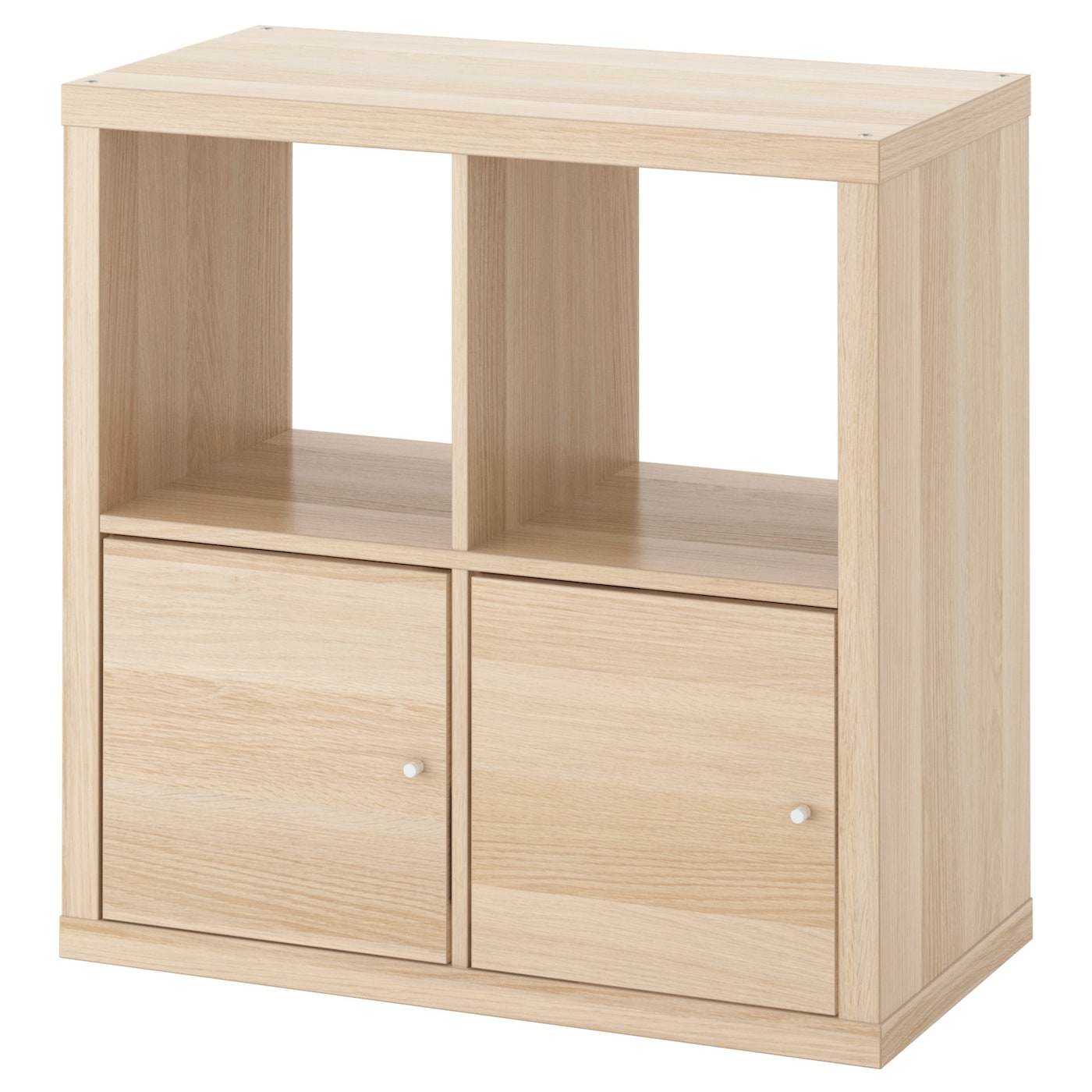 KALLAX shelving unit with doors white stained oak effect - IKEA