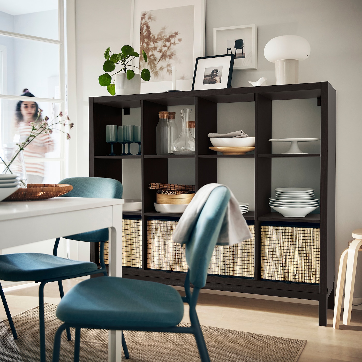 KALLAX shelving unit with underframe black-brown/black - IKEA