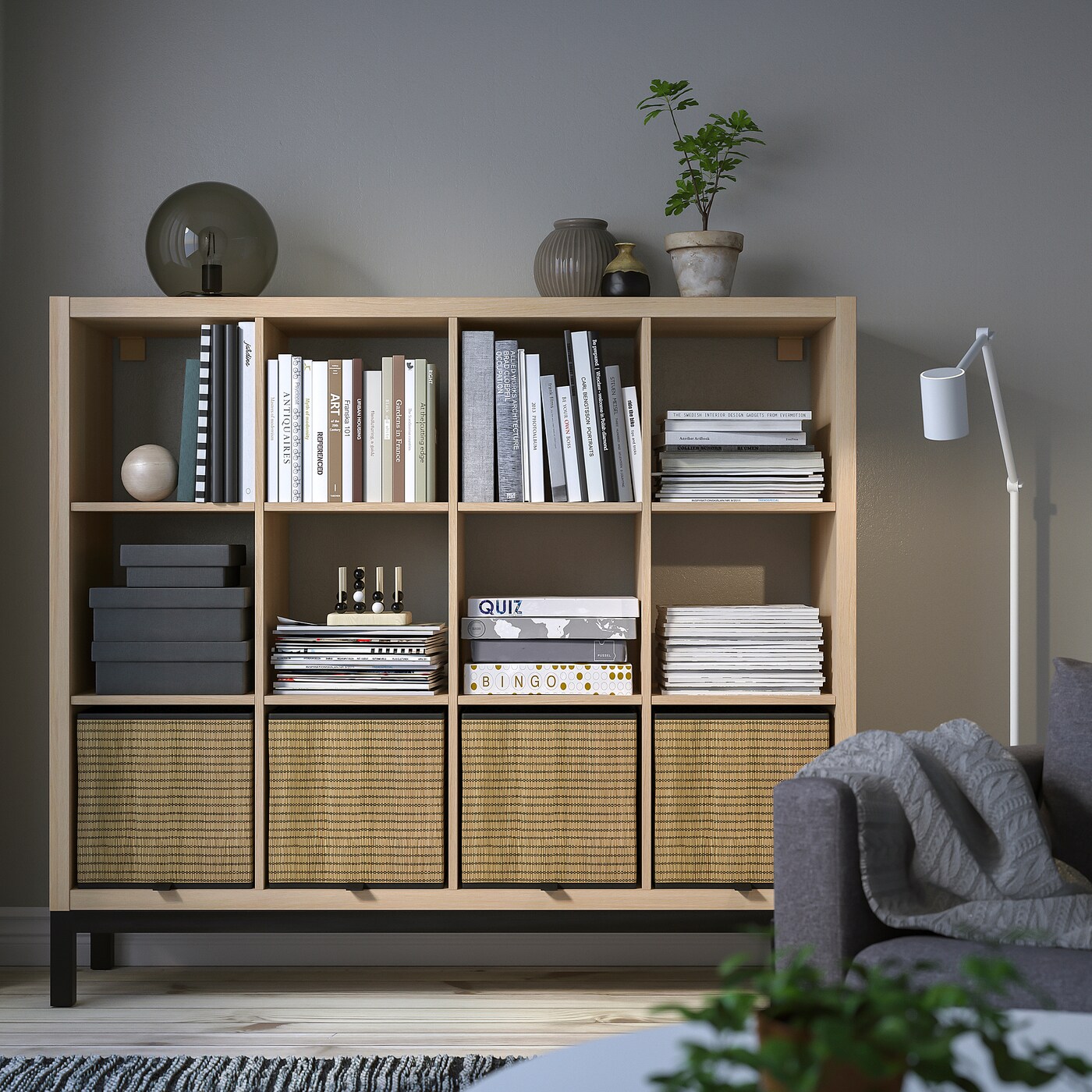 KALLAX shelving unit with underframe white stained oak KALLAX shelving unit with underframe white stained oak