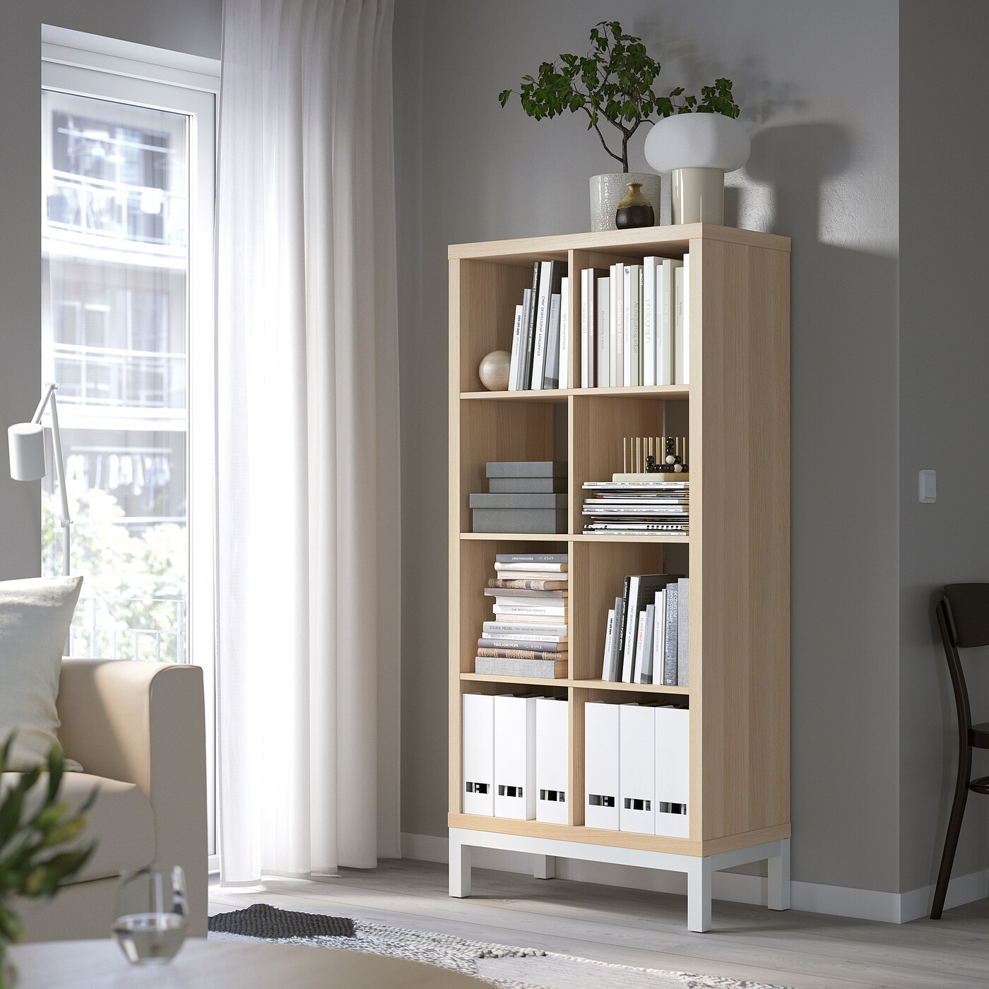 3*e様 IKEA　KALLAX KALLAX shelving unit, white stained oak effect, 77x147 cm - IKEA