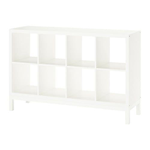 White Shelf / 丸窓 KALLAX shelving unit with underframe high-gloss/white/white