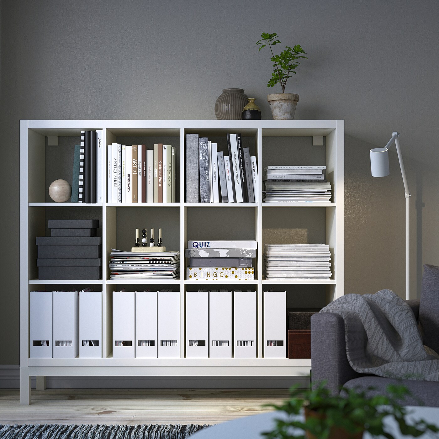 KALLAX shelving unit with underframe white/white - IKEA