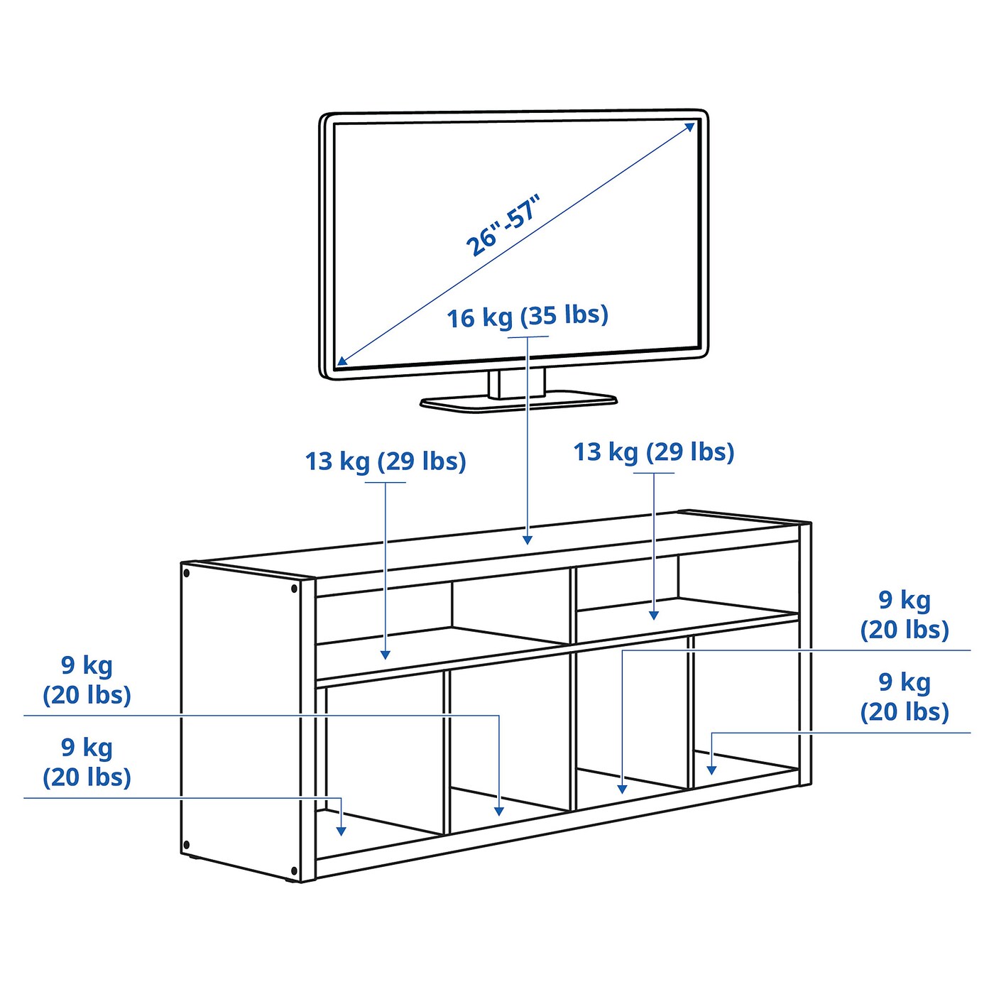 KALLAX TV bench white stained oak effect - IKEA