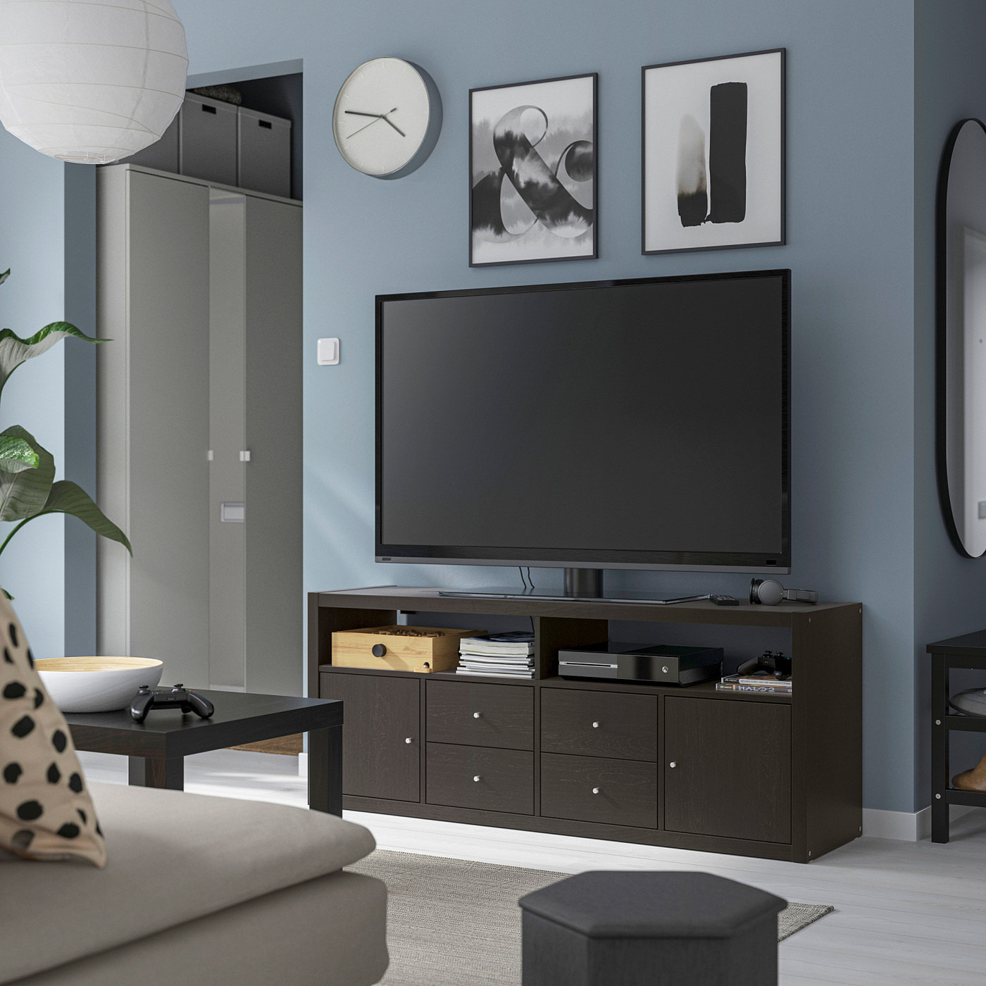 KALLAX TV storage combination black-brown - IKEA