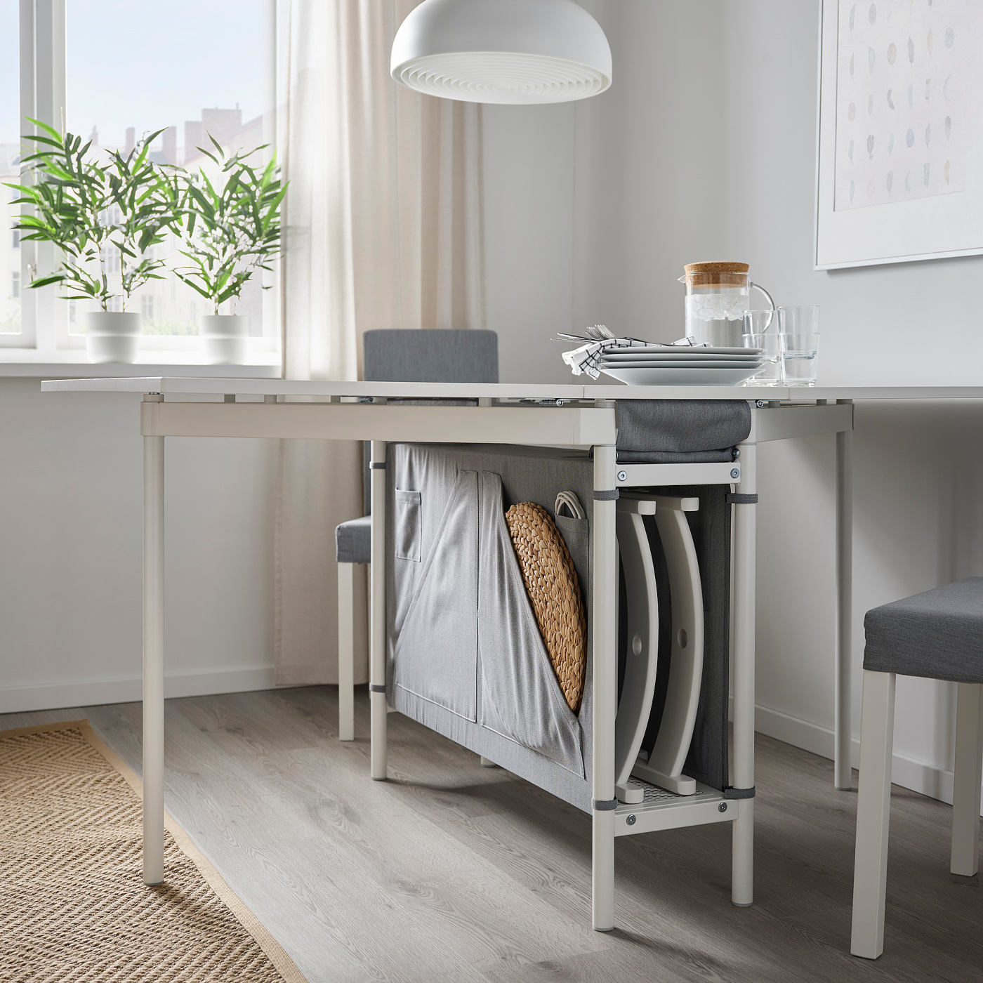 KALLHÄLL gateleg table with storage white/light grey - IKEA
