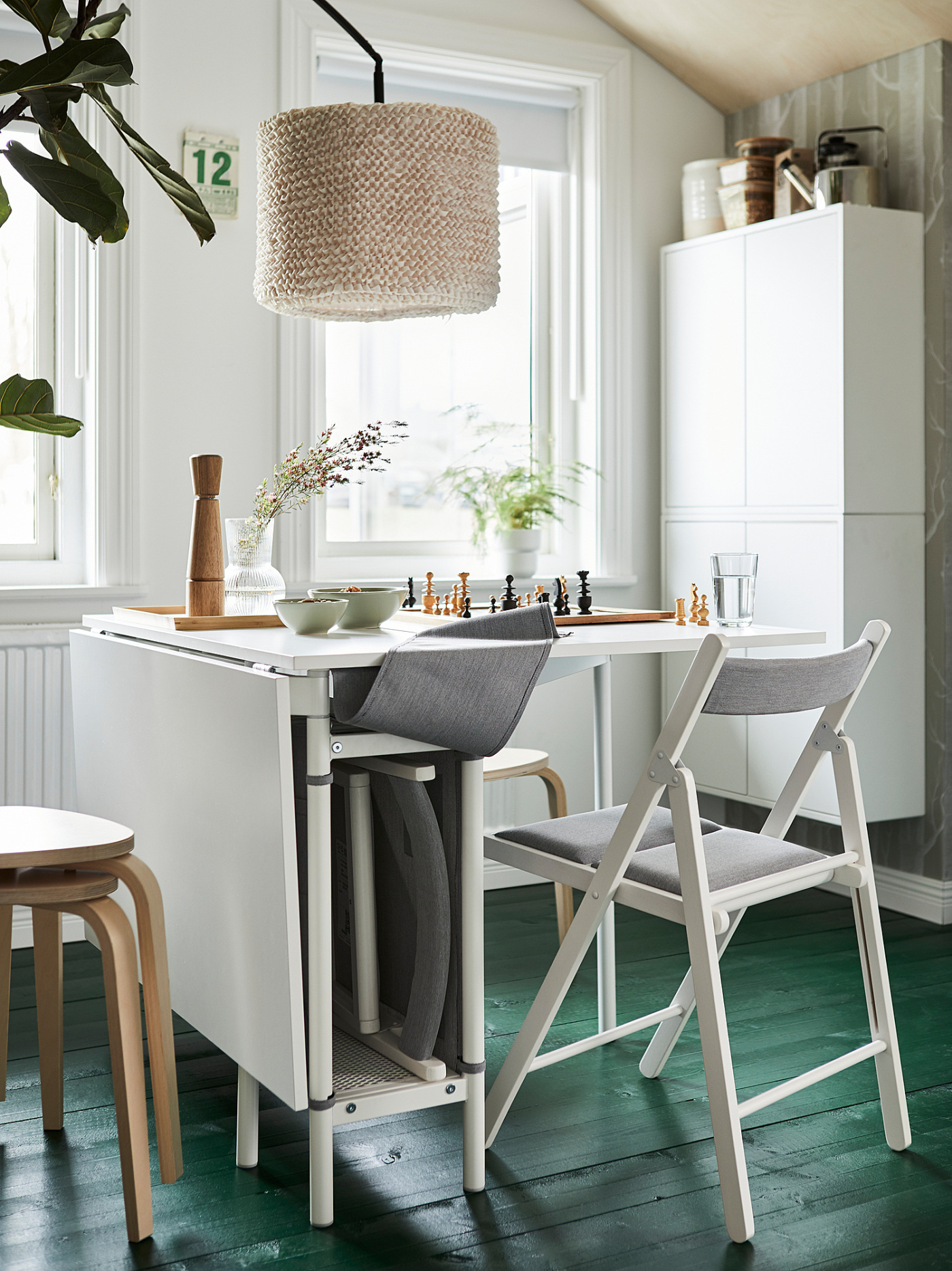 KALLHÄLL gateleg table with storage white/light grey - IKEA