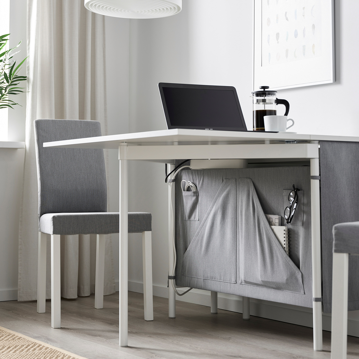 KALLHÄLL / KÄTTIL table and 4 chairs white/light grey/Knisa light