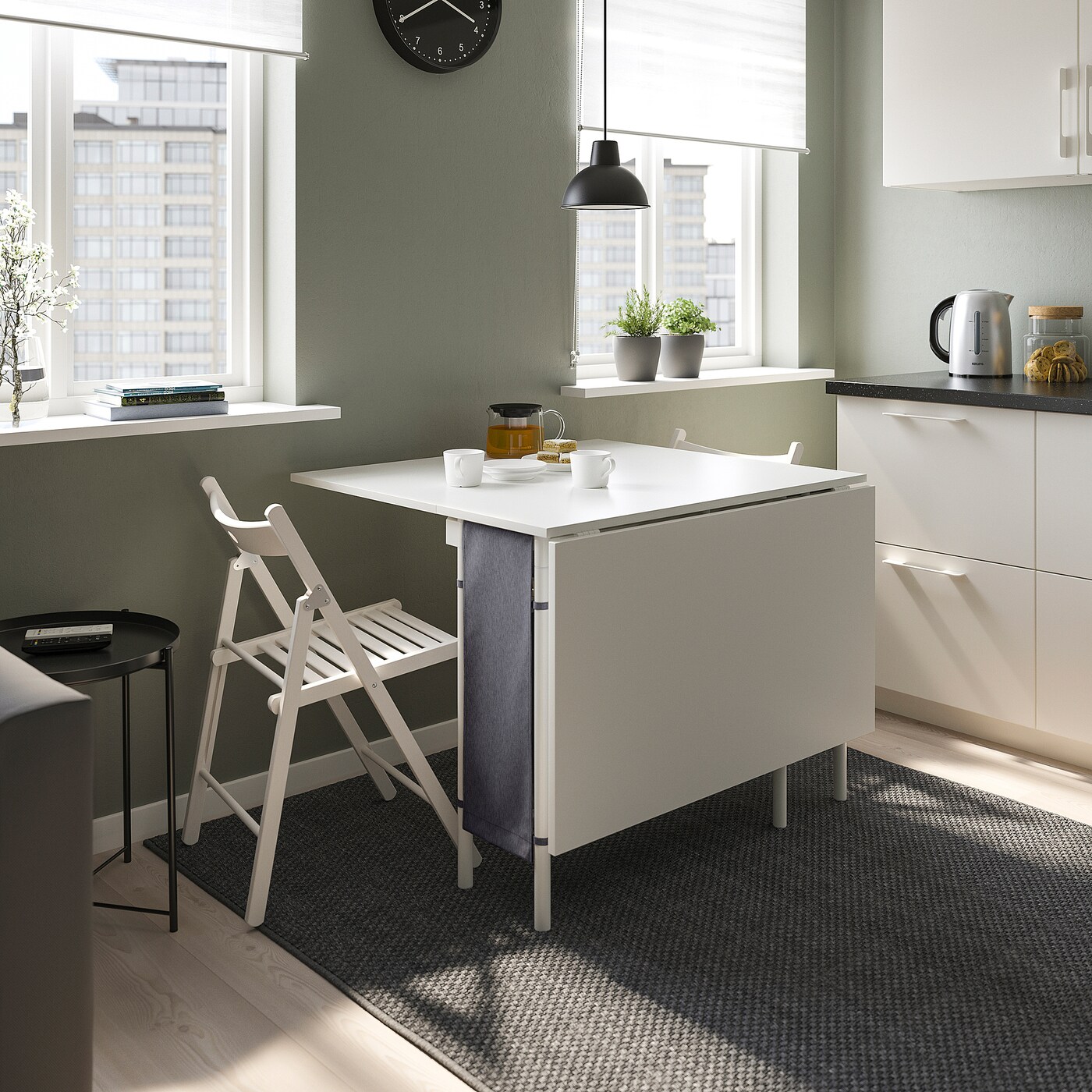 IKEA テリエ TERJE 4脚セット KALLHÄLL / TERJE table and 4 chairs white/light grey/white