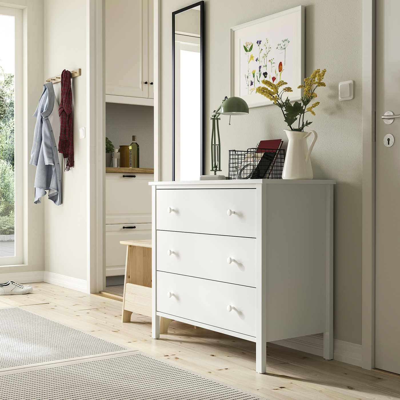 IKEA KILBERGET ホワイト 3段チェスト 収納家具 KILBERGET chest of 3 drawers white/anchor/unlock-function - IKEA