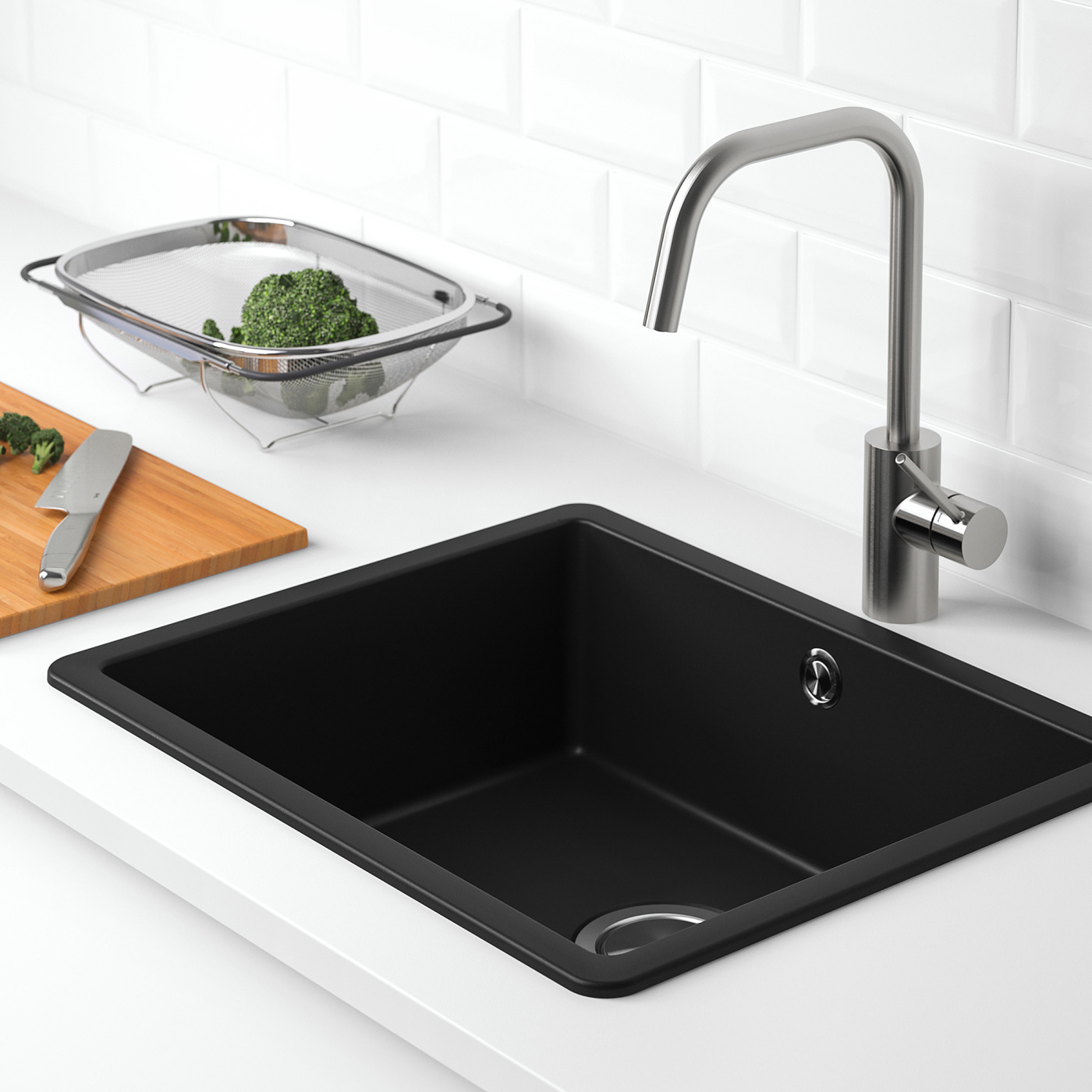 KILSVIKEN inset sink, 1 bowl black quartz composite - IKEA