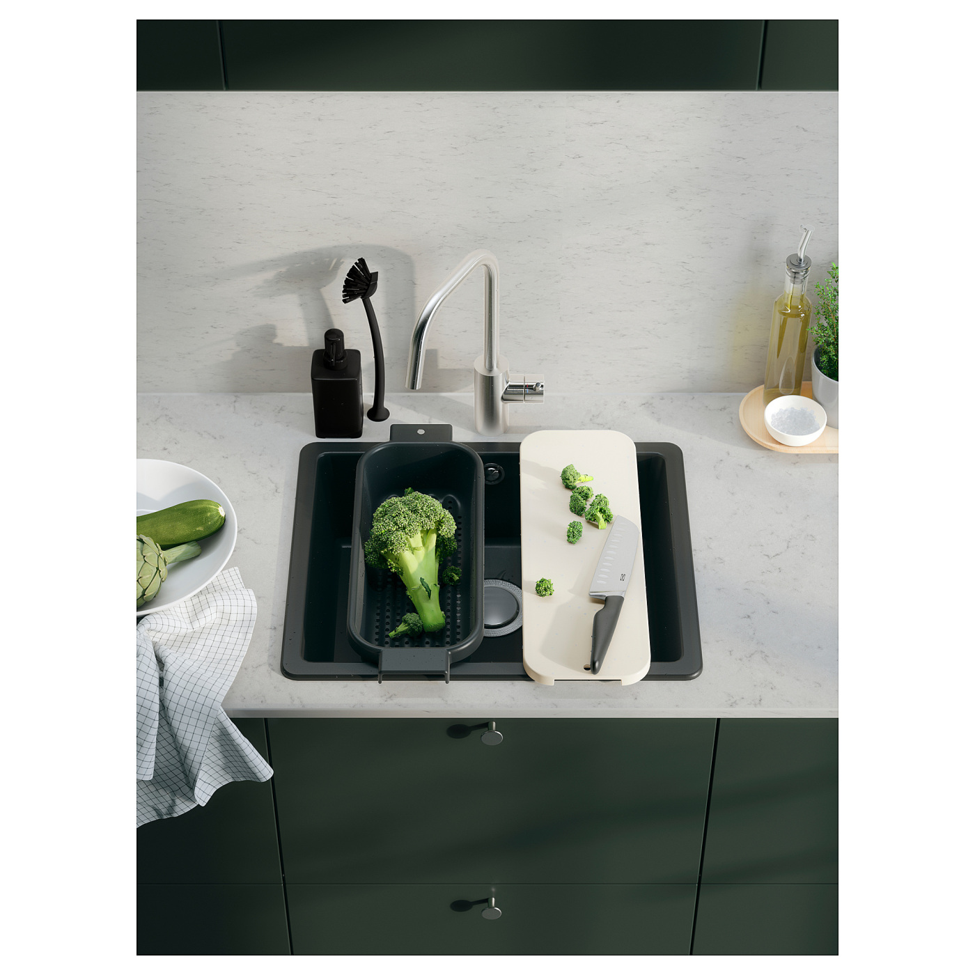 KILSVIKEN inset sink, 1 bowl black quartz composite - IKEA