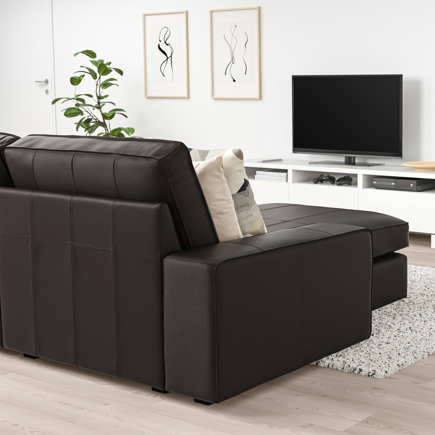 KIVIK 3-seat sofa with chaise longue/Grann/Bomstad dark brown - IKEA