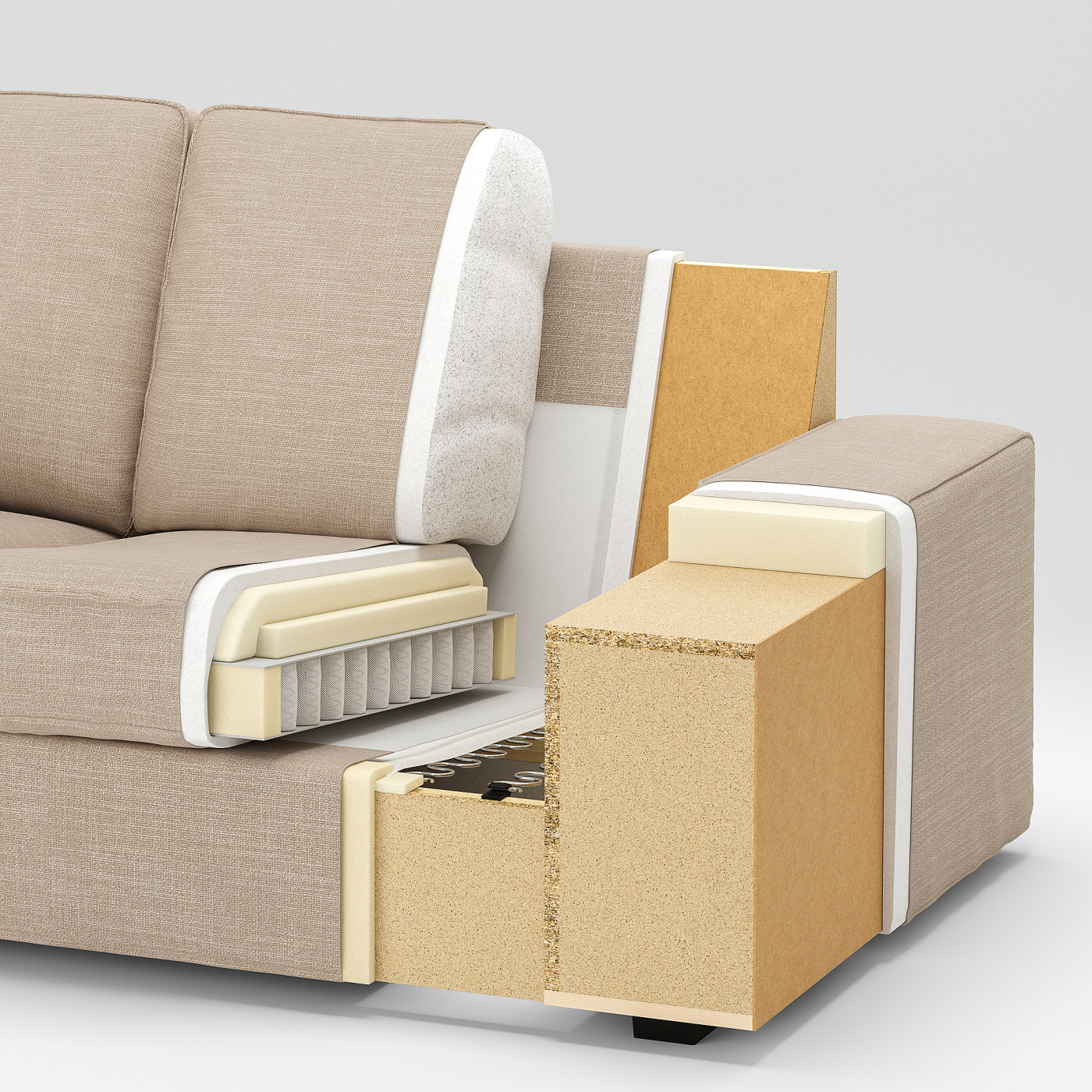 家具 KIVIK 3-seat sofa with chaise longue, Tibbleby beige/grey KIVIK 3-seat sofa with chaise longue Tibbleby beige/grey - IKEA