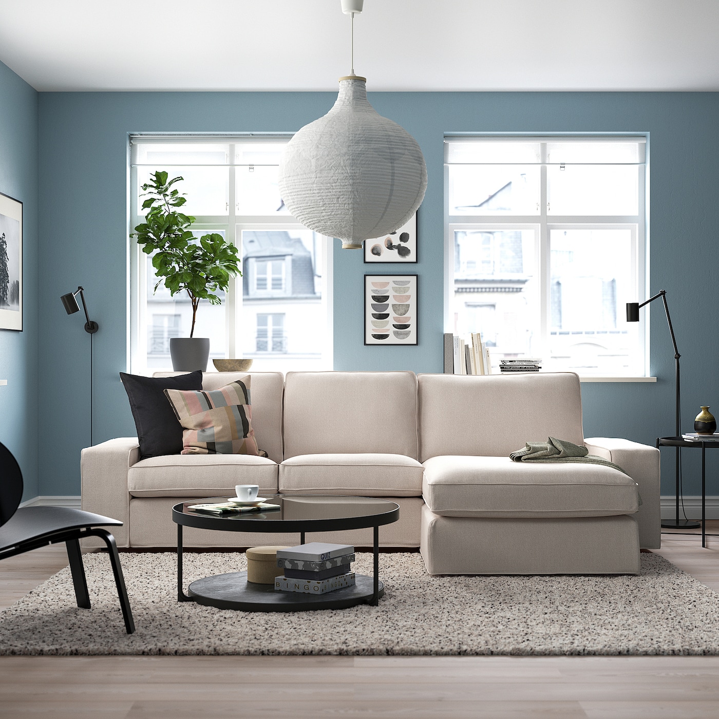 KIVIK 3-seat sofa with chaise longue Tresund light beige - IKEA