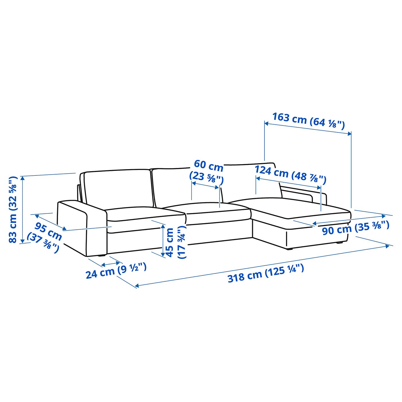 KIVIK 4-seat sofa with chaise longue Gunnared light green - IKEA
