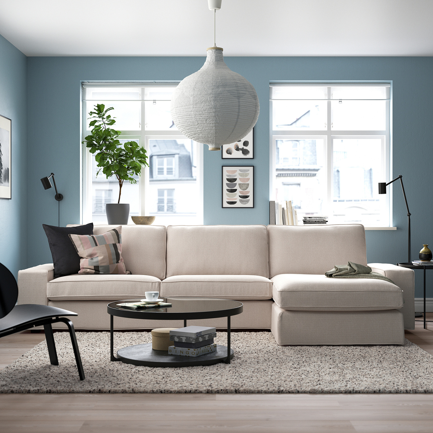 KIVIK 4-seat sofa with chaise longue Tresund light beige - IKEA