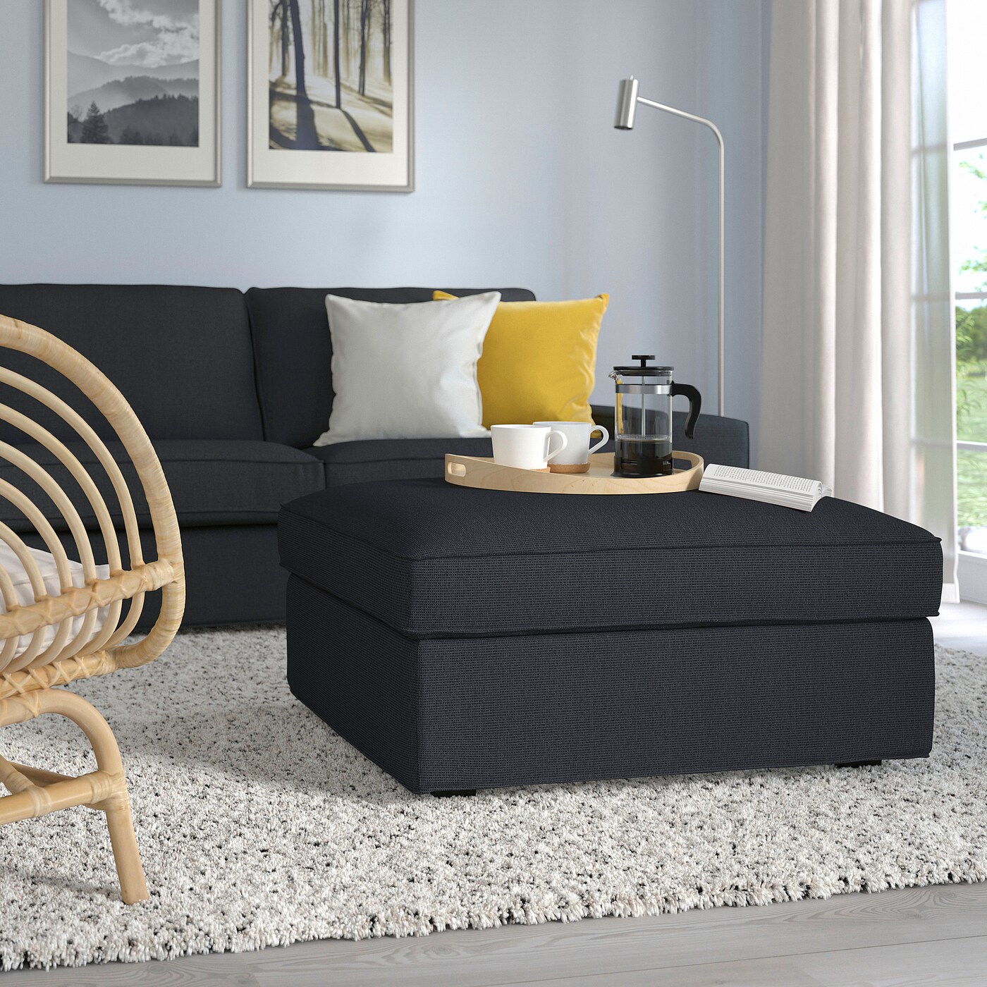 IKEA KIVIK オットマン KIVIK footstool with storage Tresund anthracite - IKEA