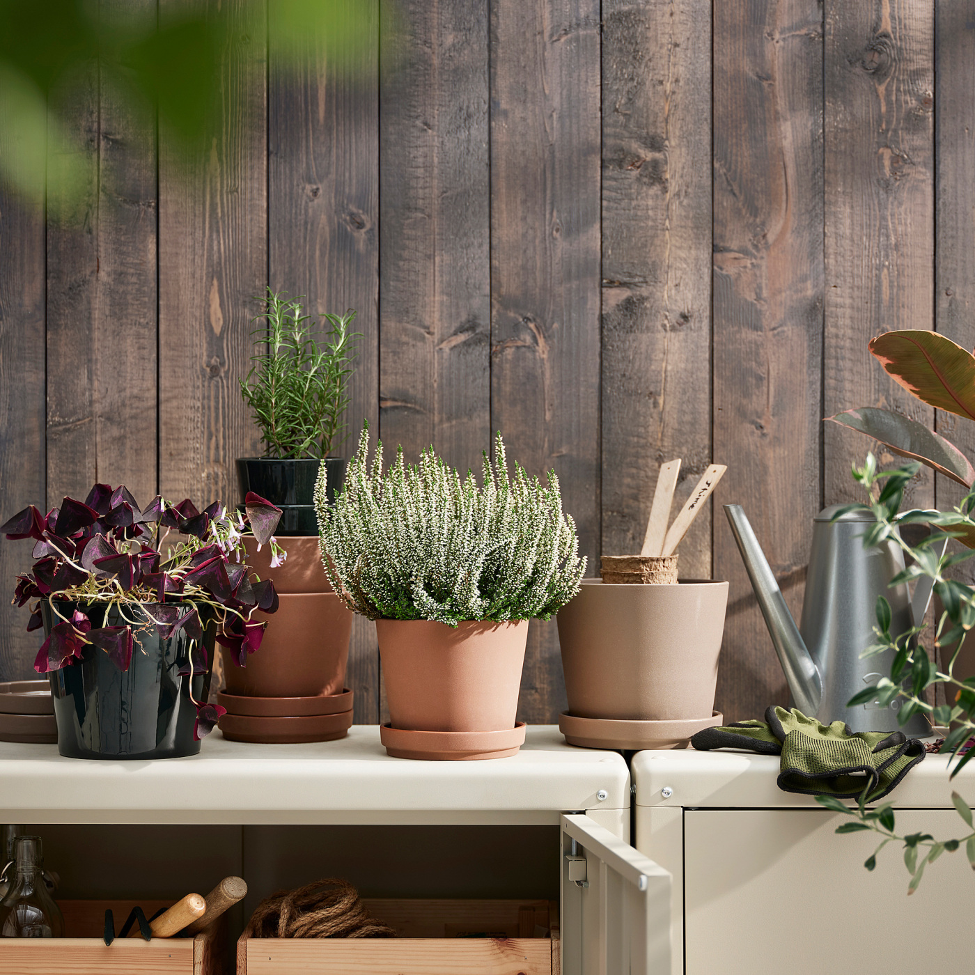 KLARBÄR plant pot with saucer in/outdoor brown - IKEA