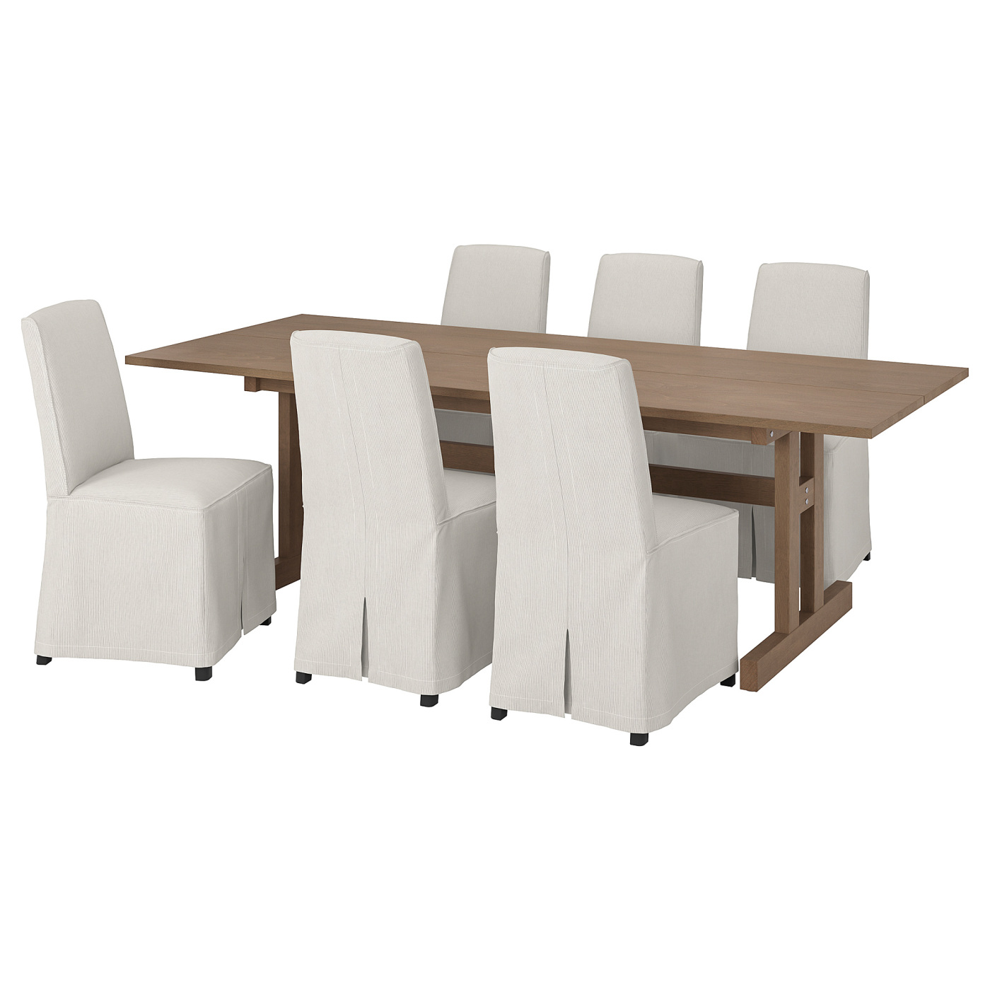 KLIMPFJÄLL / BERGMUND table and 6 chairs grey-brown/Kolboda beige