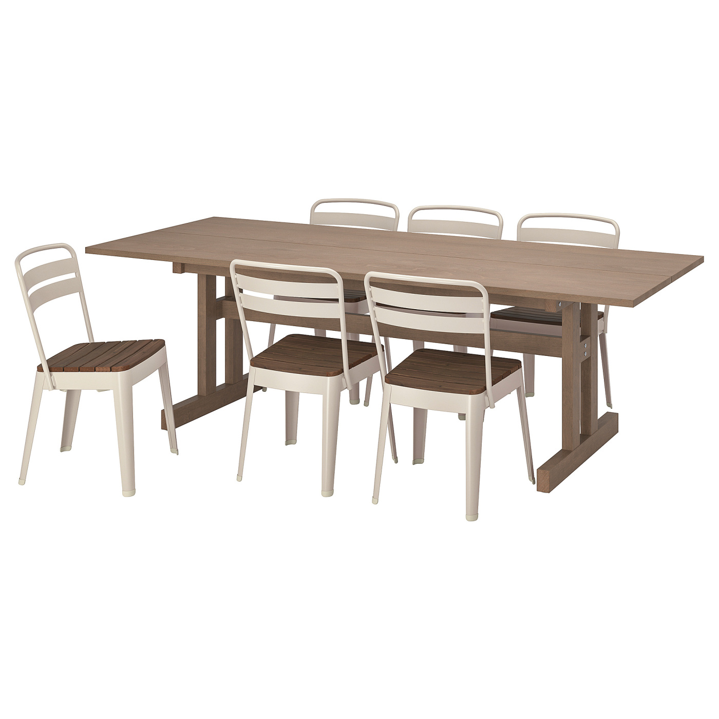 KLIMPFJÄLL / NORRMANSÖ table and 6 chairs grey-brown/beige acacia