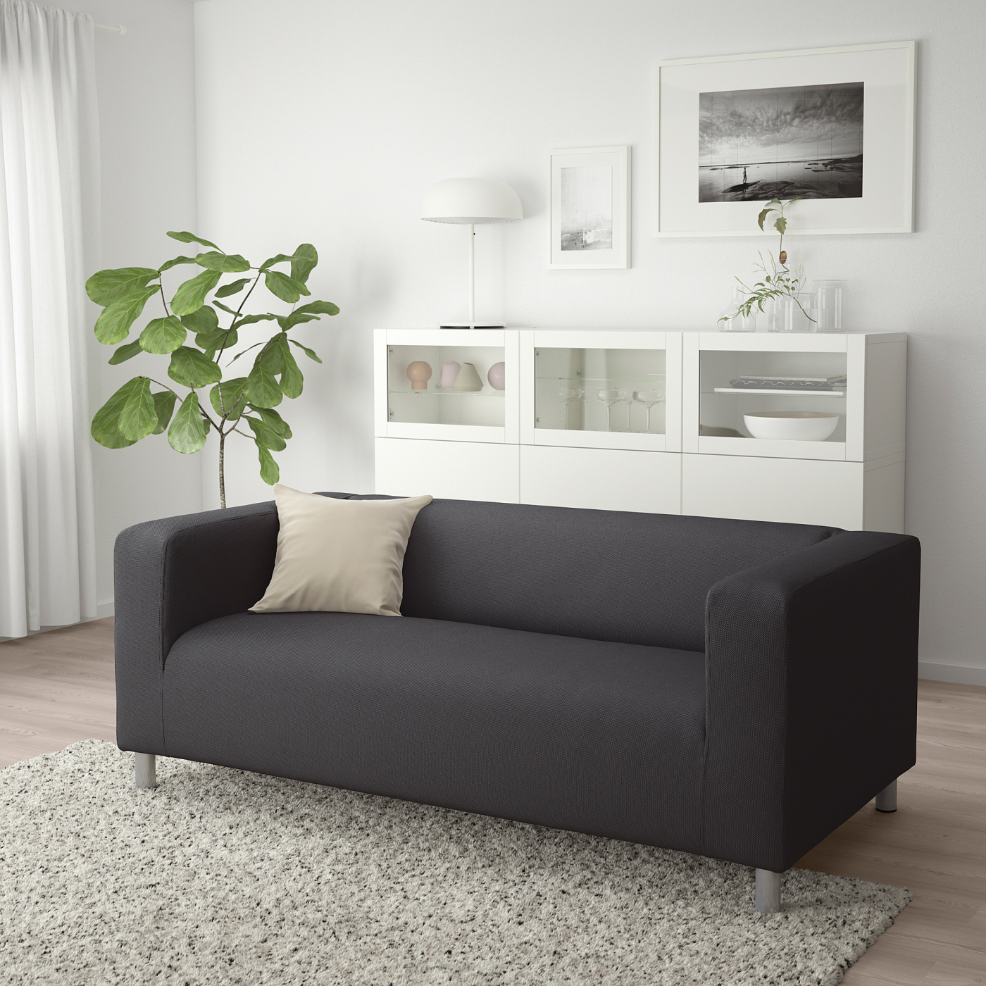 組み立て前 新品 IKEA KLIPPAN ソファ KLIPPAN 2-seat sofa Kabusa dark grey - IKEA