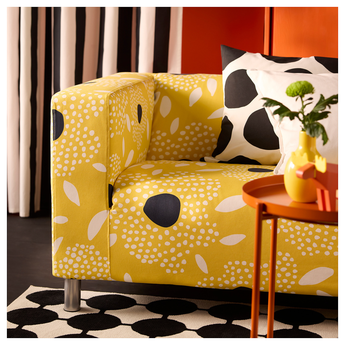 KLIPPAN 2-seat sofa Tingetorp yellow/white/floral pattern - IKEA