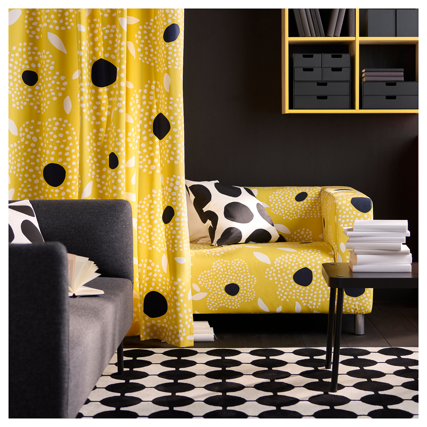 KLIPPAN 2-seat sofa Tingetorp yellow/white/floral pattern - IKEA