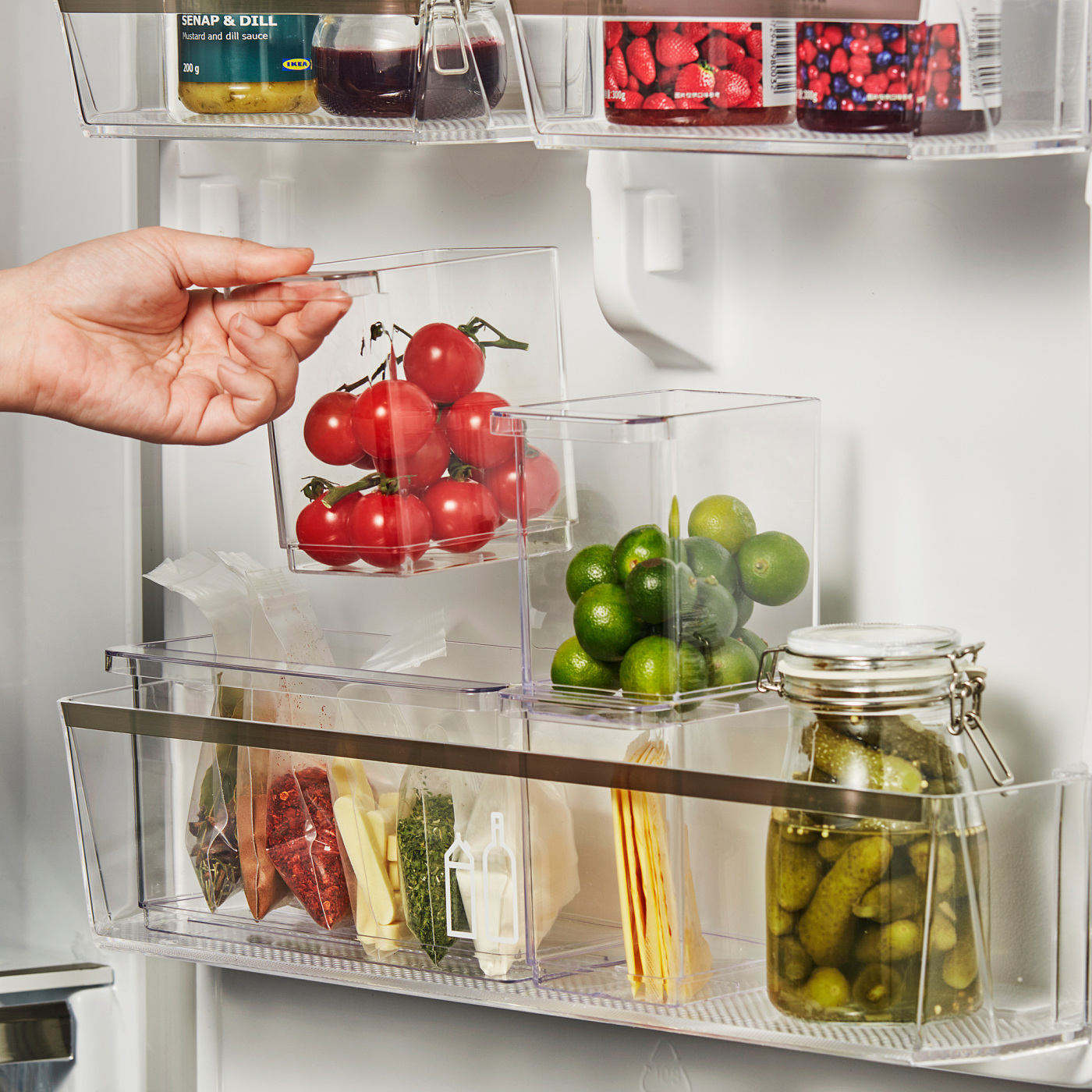 KLIPPKAKTUS storage box for fridge, set of 3 transparent - IKEA