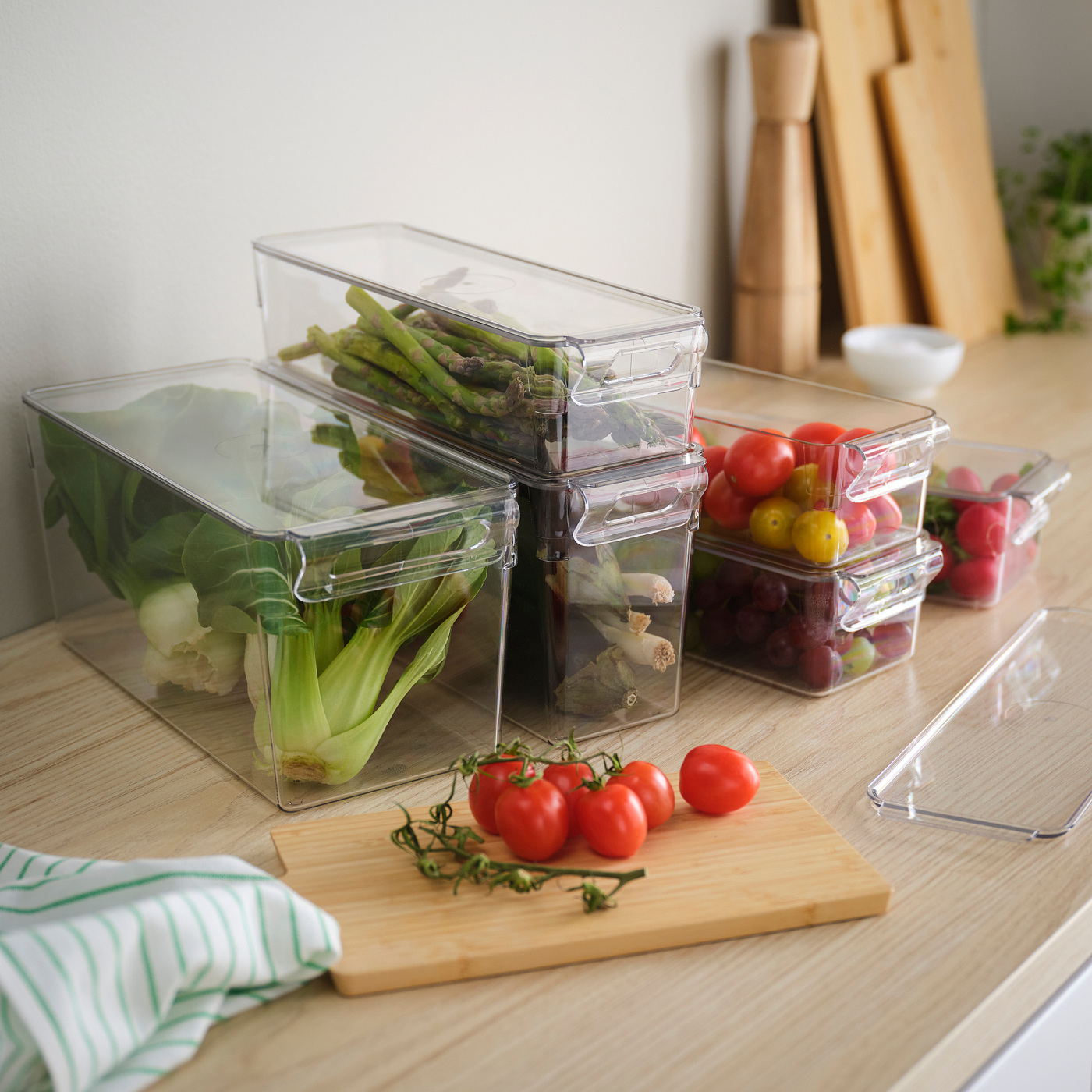 KLIPPKAKTUS storage box for fridge set of 6 transparent - IKEA