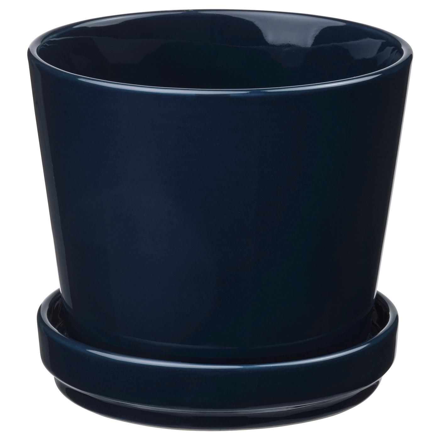KLOTLÖNN plant pot with saucer in/outdoor/black-blue - IKEA