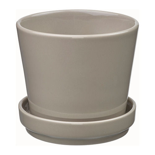 CITRUSFRUKT plant pot with saucer in/outdoor yellow-brown - IKEA