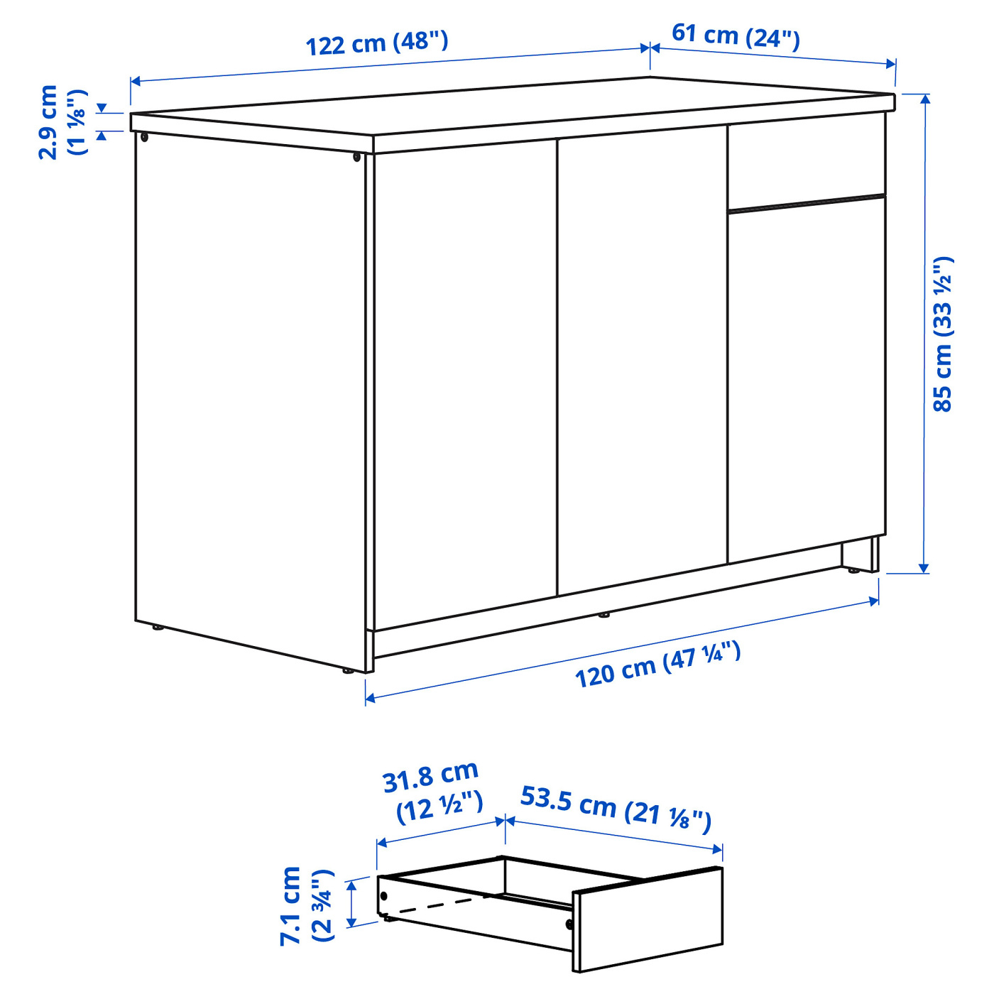 KNOXHULT base cabinet with doors and drawer white - IKEA