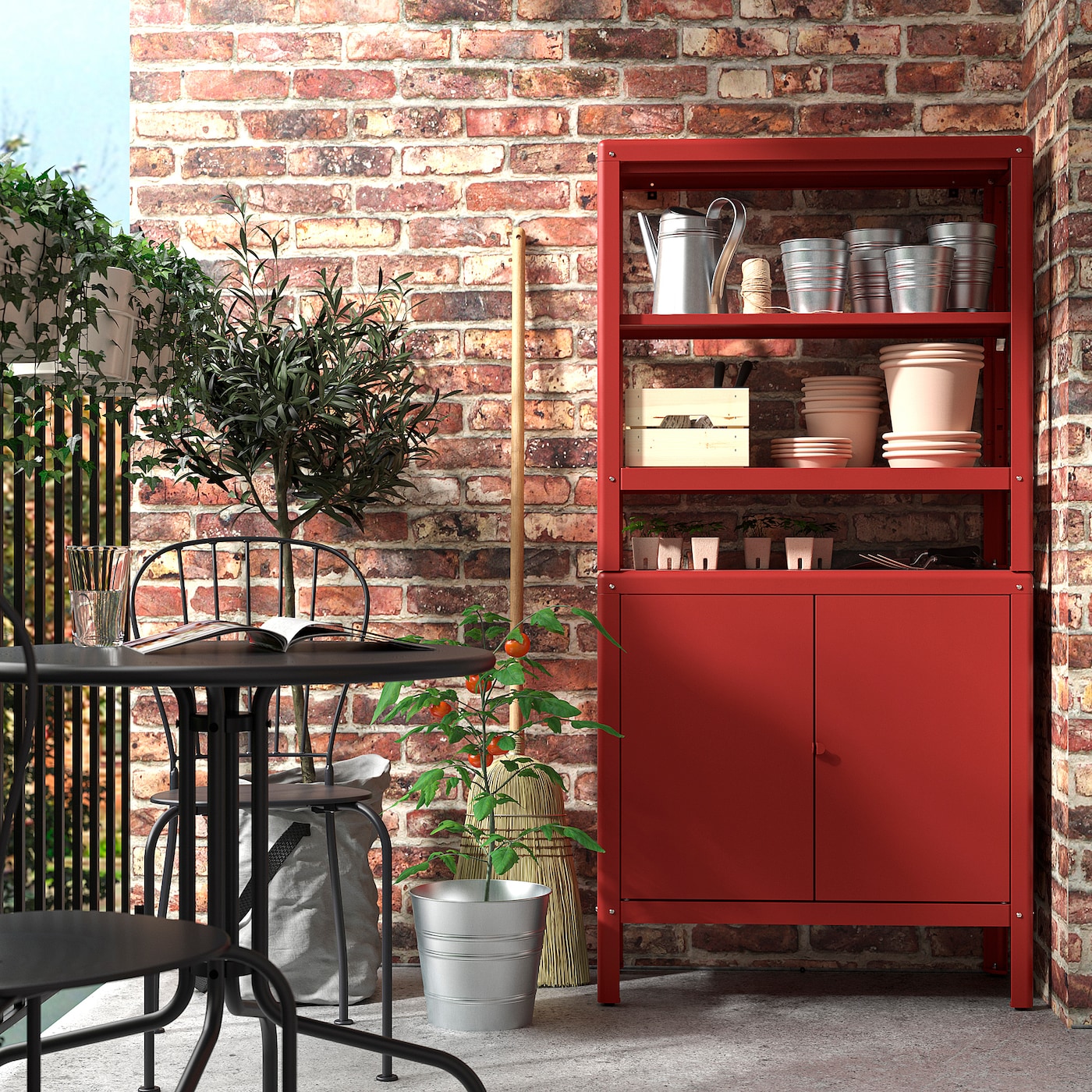 KOLBJÖRN shelving unit with cabinet brown-red - IKEA